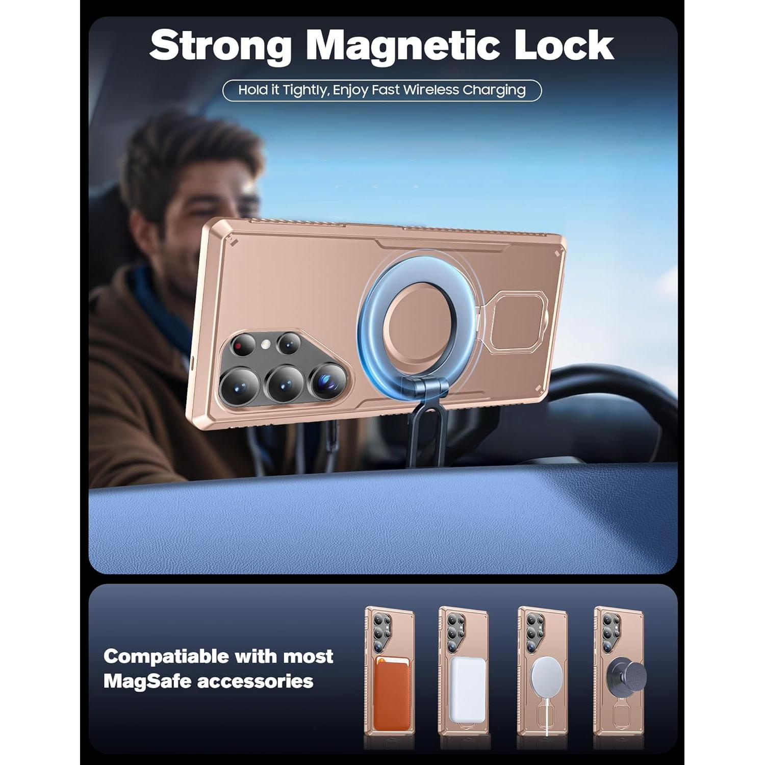 Funda Magnética CENMASO para Samsung Galaxy S25 Ultra Dorado