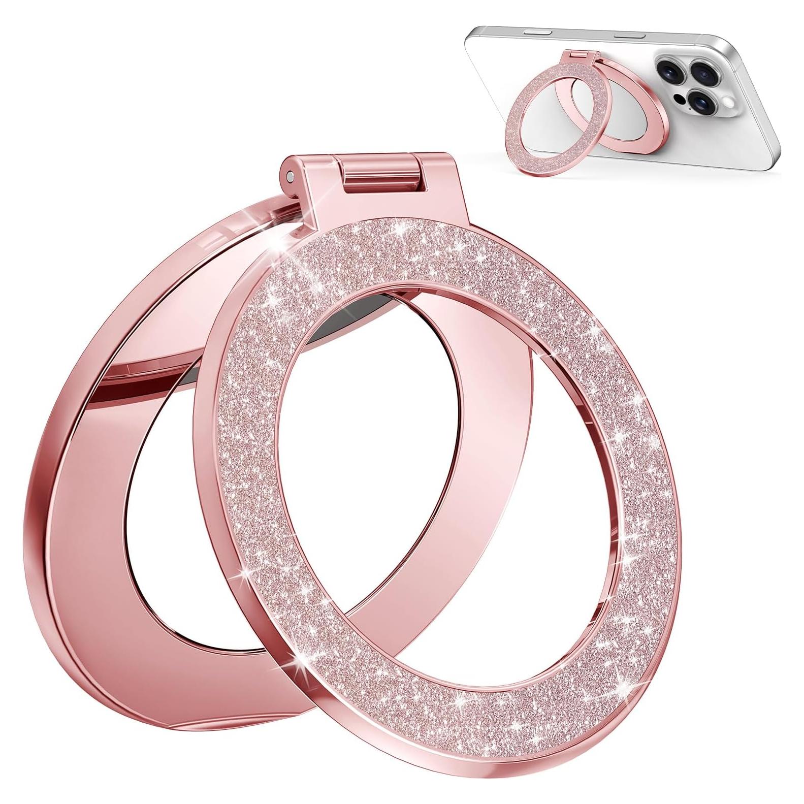 Soporte de Anillo Magnético Meifigno con Espejo Integrado Oro Rosa