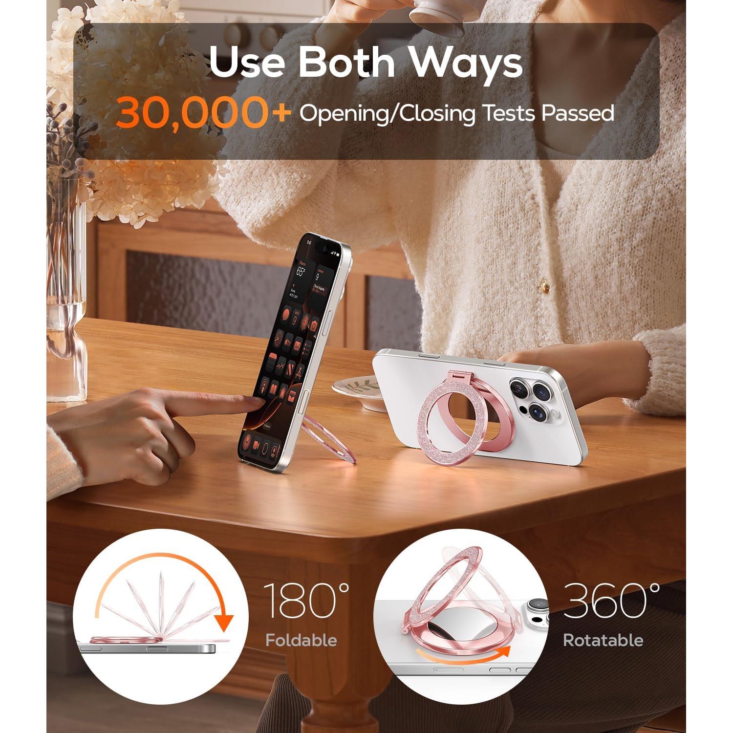 Soporte de Anillo Magnético Meifigno con Espejo Integrado Oro Rosa