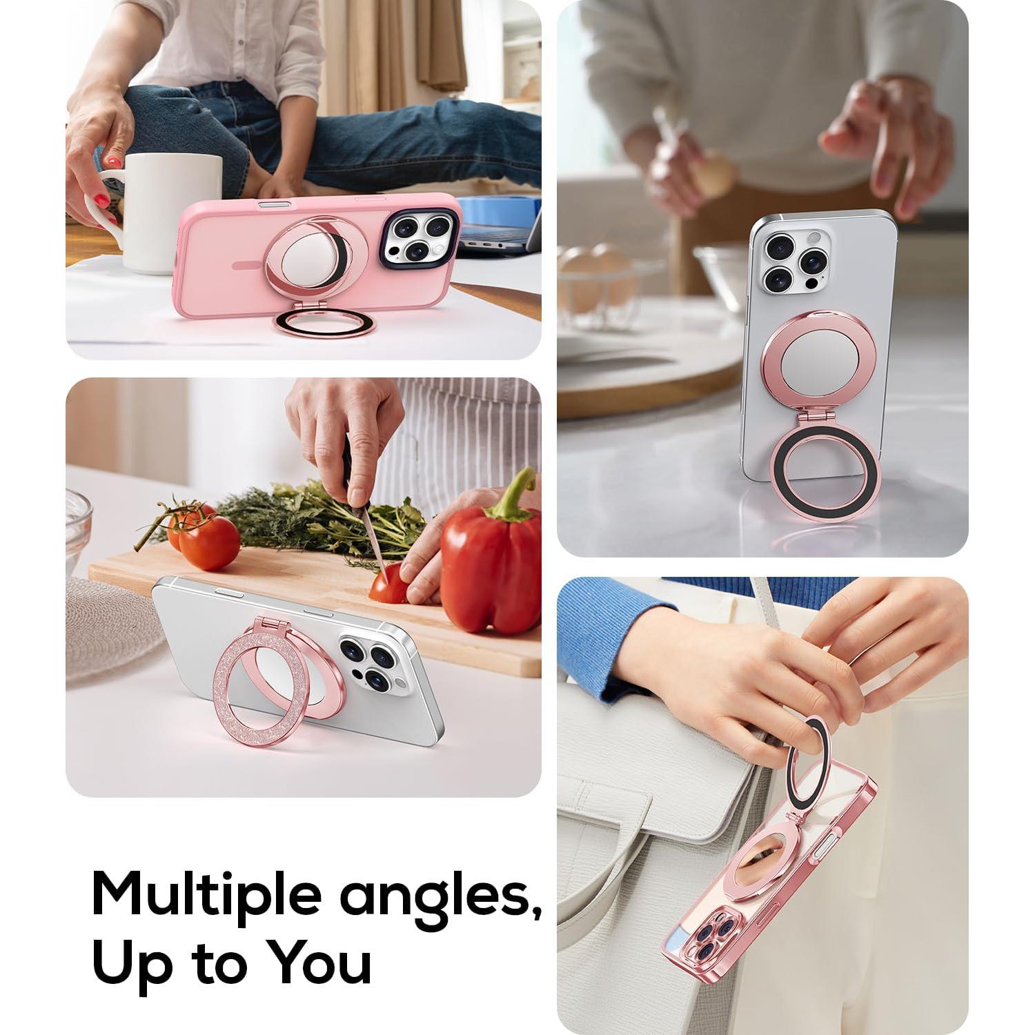 Soporte de Anillo Magnético Meifigno con Espejo Integrado Oro Rosa