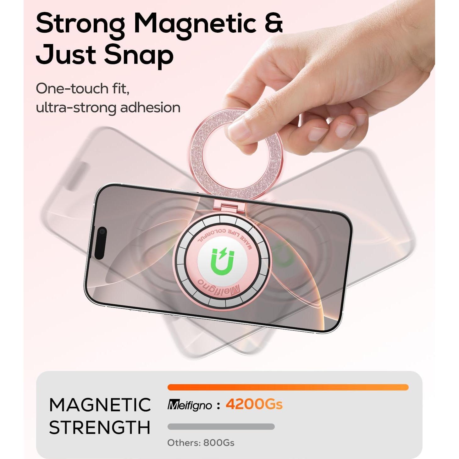 Soporte de Anillo Magnético Meifigno con Espejo Integrado Oro Rosa