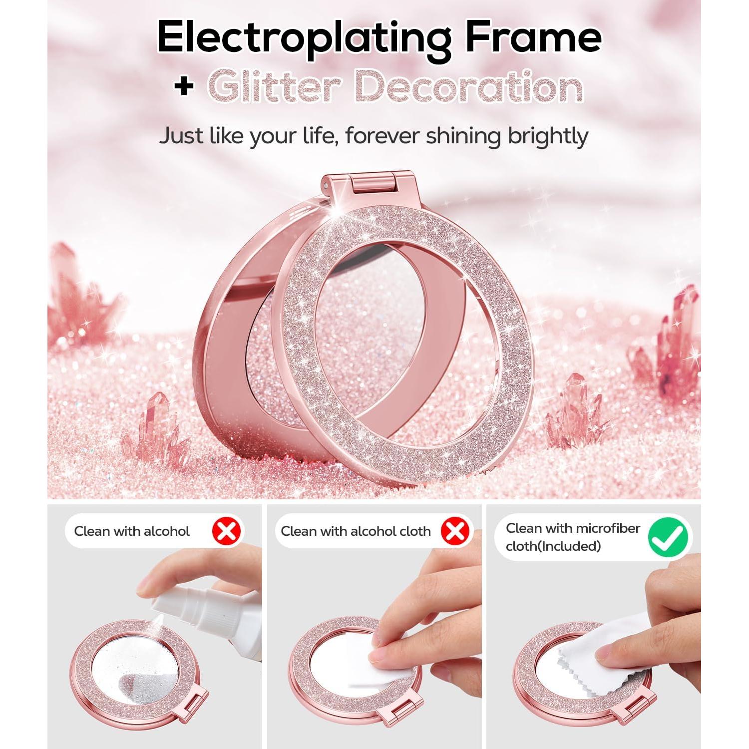 Soporte de Anillo Magnético Meifigno con Espejo Integrado Oro Rosa