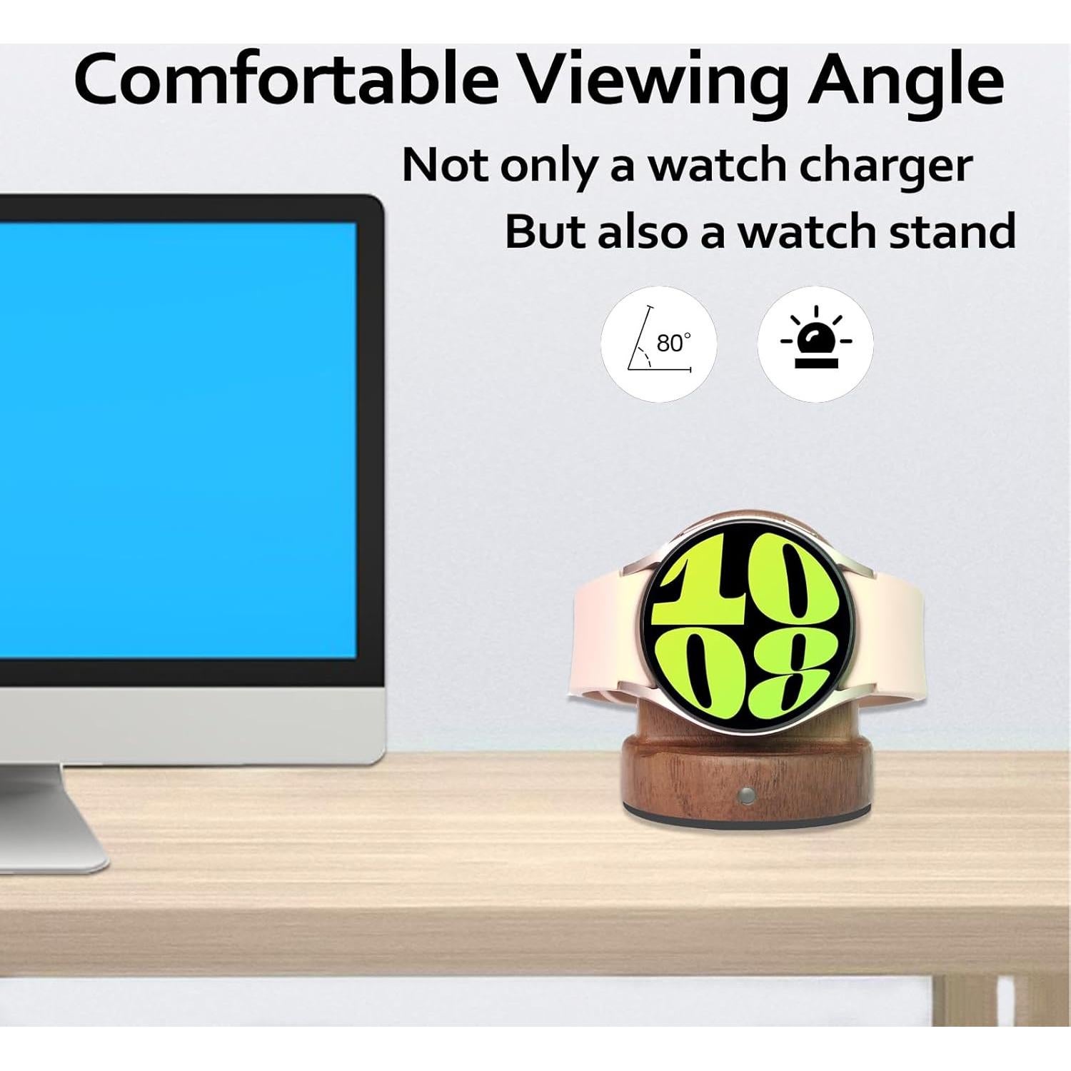 Base de Carga Inalámbrica de Madera de Nuez para Samsung Galaxy Watch