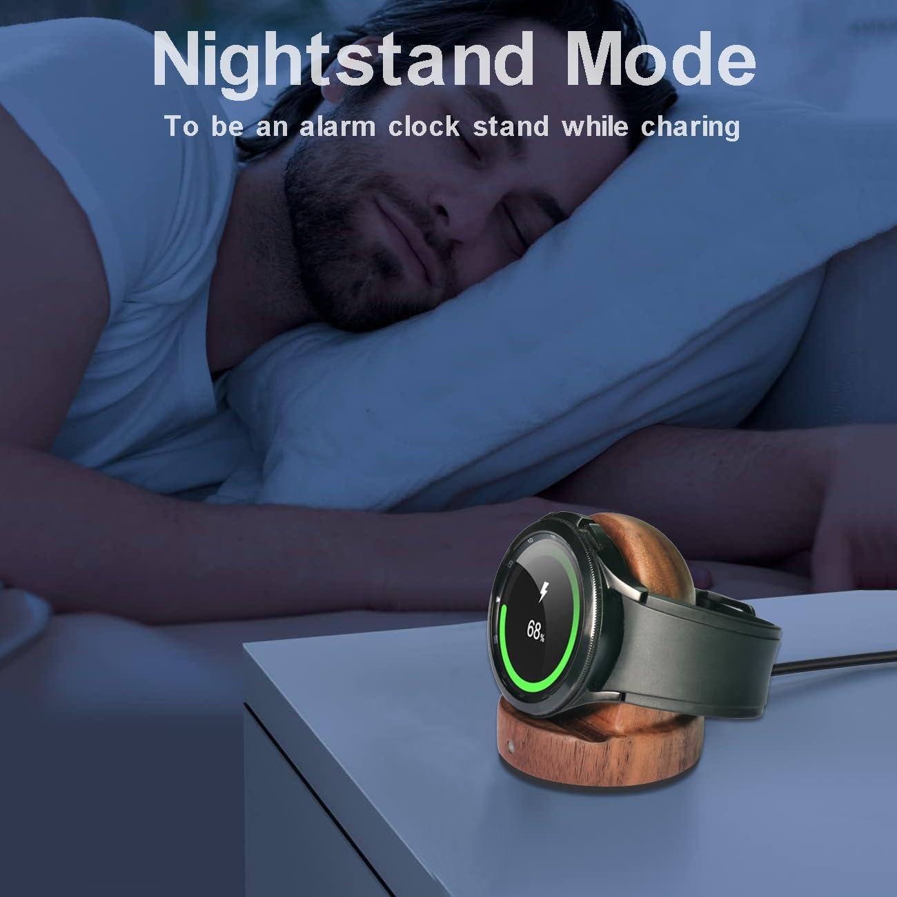 Base de Carga Inalámbrica de Madera de Nuez para Samsung Galaxy Watch