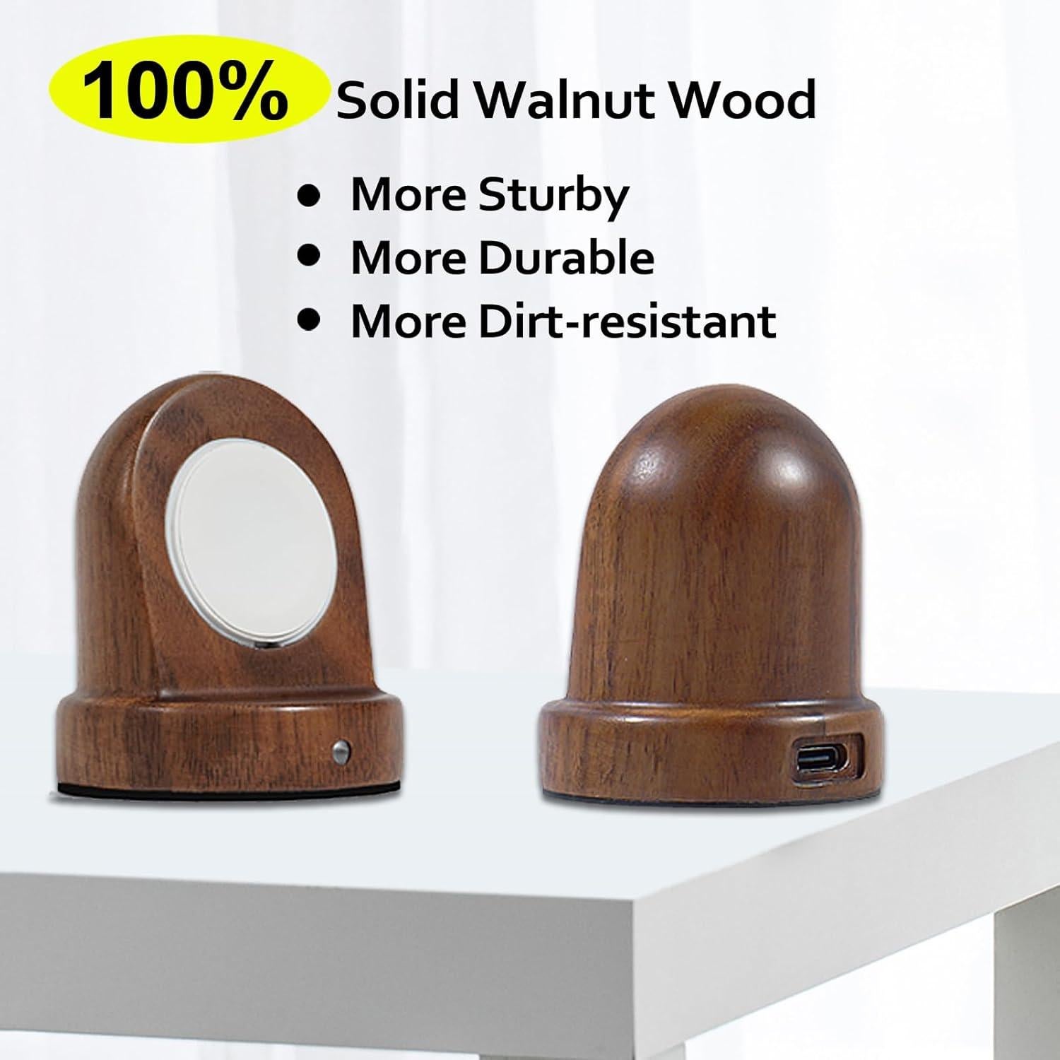 Base de Carga Inalámbrica de Madera de Nuez para Samsung Galaxy Watch