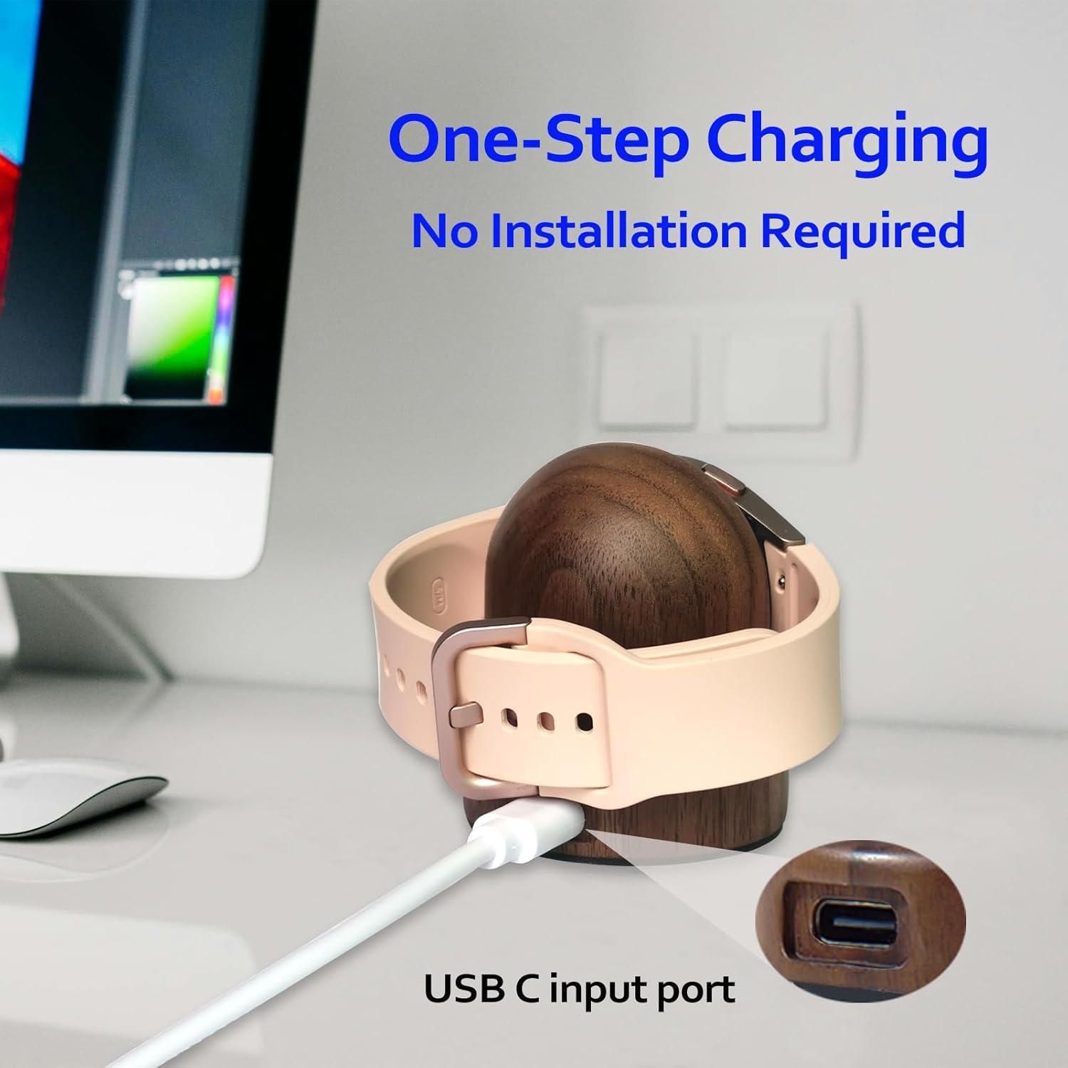 Base de Carga Inalámbrica de Madera de Nuez para Samsung Galaxy Watch