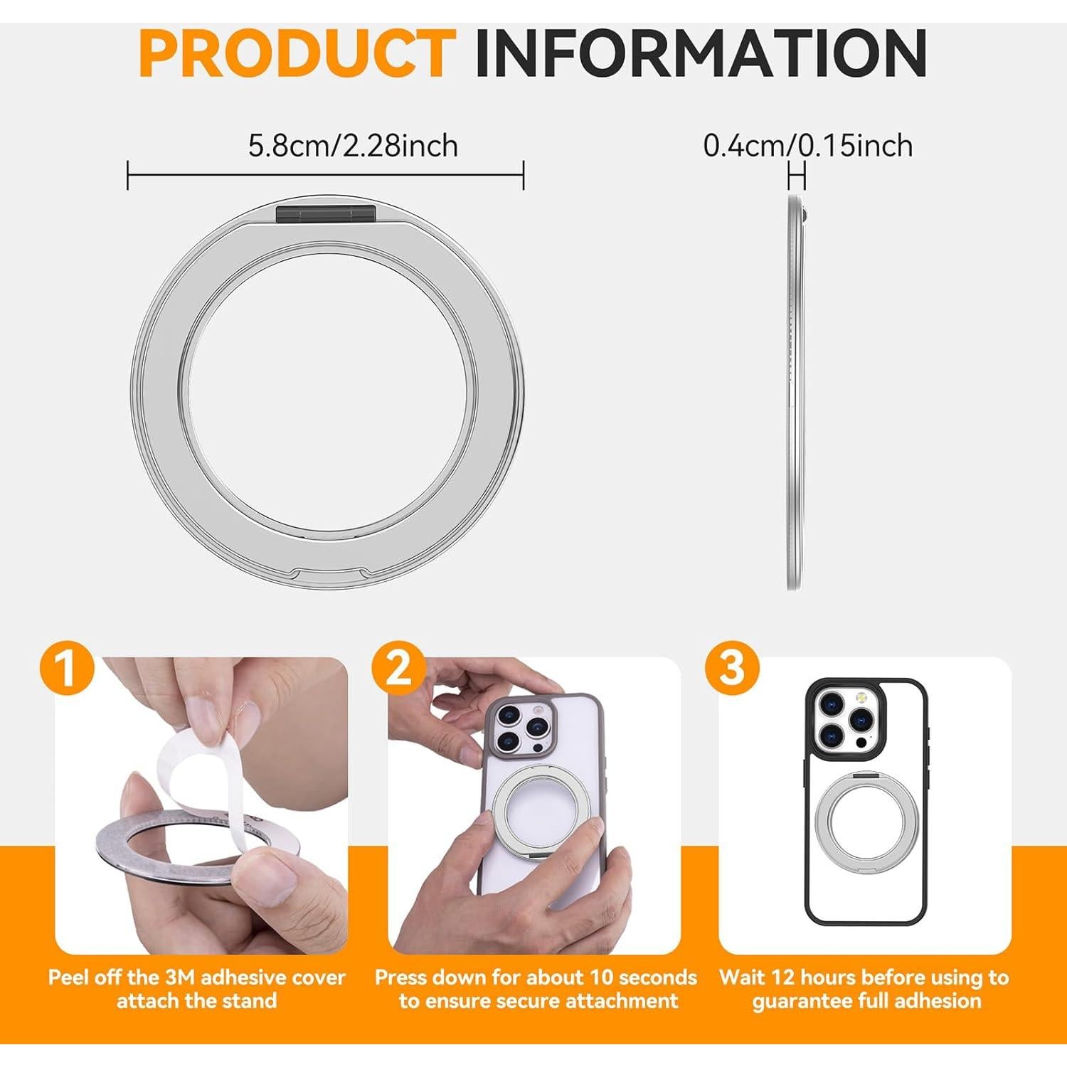 Soporte para teléfono magnético Crevicecase 360° Plata