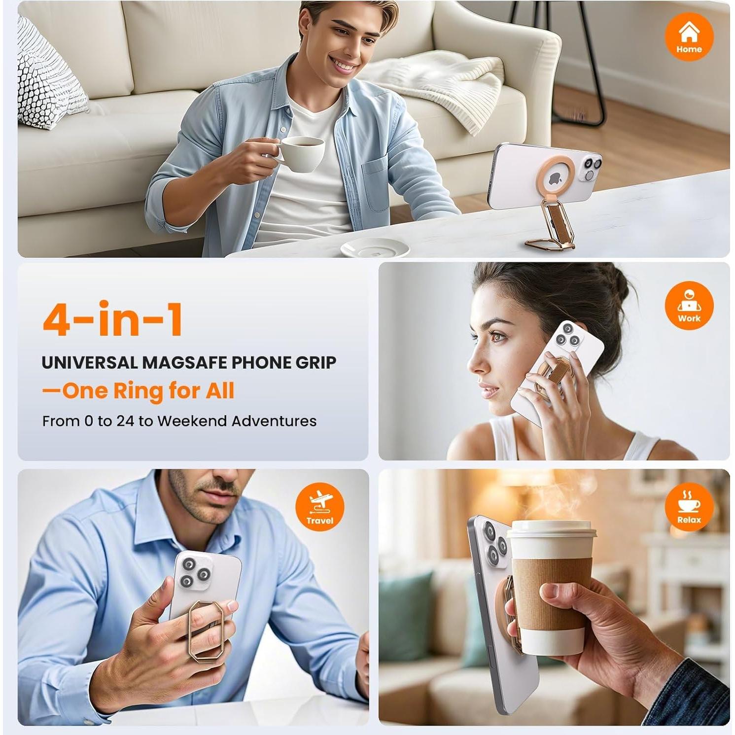 Soporte Magnético 4-en-1 HYCZAAE Oro Rosa para iPhone