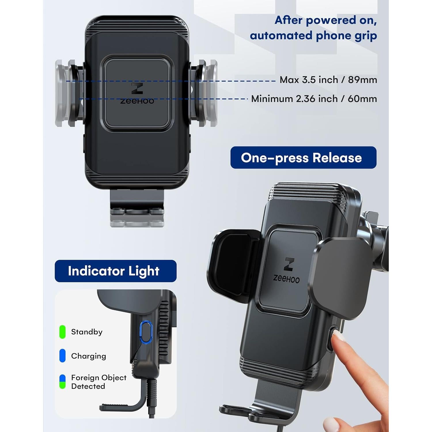 Cargador Inalámbrico para Auto ZeeHoo 15W con Soporte Ajustable
