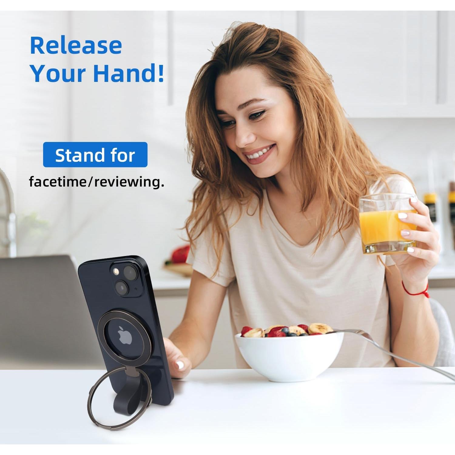 Soporte Magnético para Teléfono SOGUE con Anillo MagSafe Negro