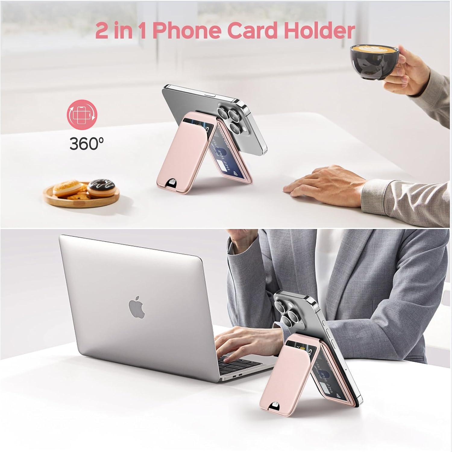 Billetera Mag-Safe Rosa para iPhone 16/15/14/13/12 - Cuero