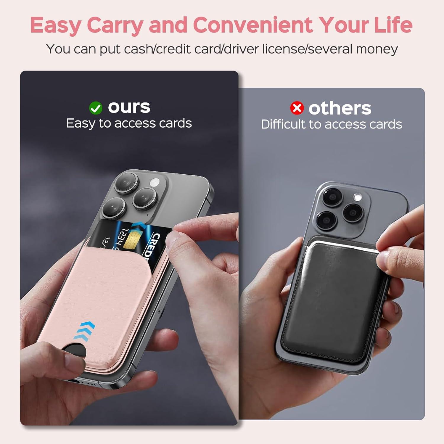 Billetera Mag-Safe Rosa para iPhone 16/15/14/13/12 - Cuero