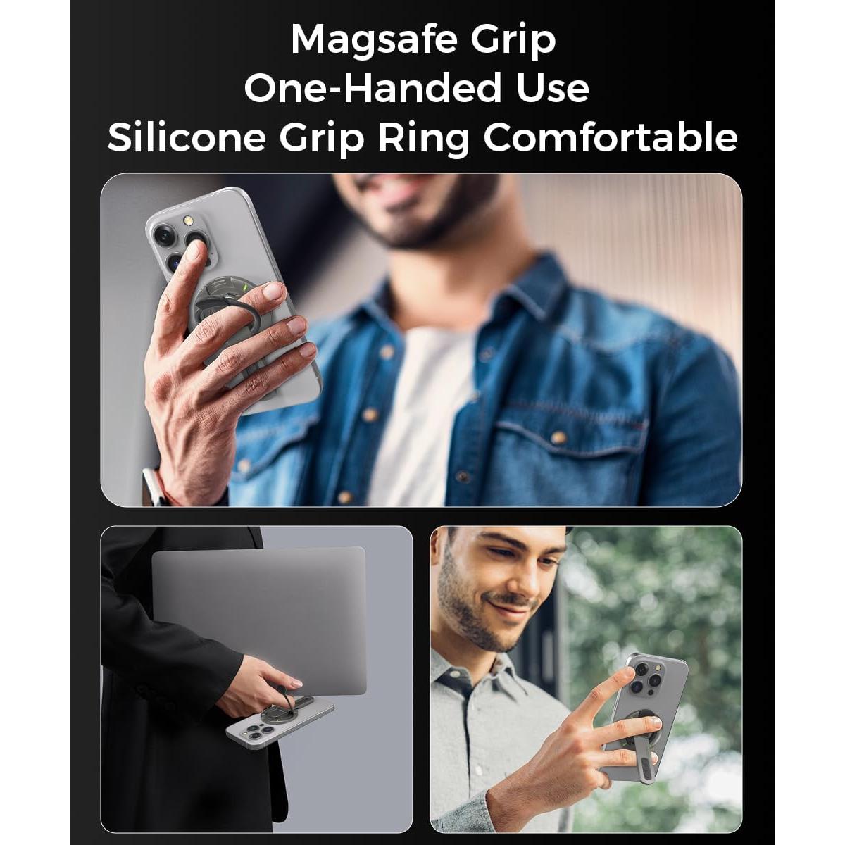 Soporte para teléfono Warherd con agarre MagSafe 360° Negro