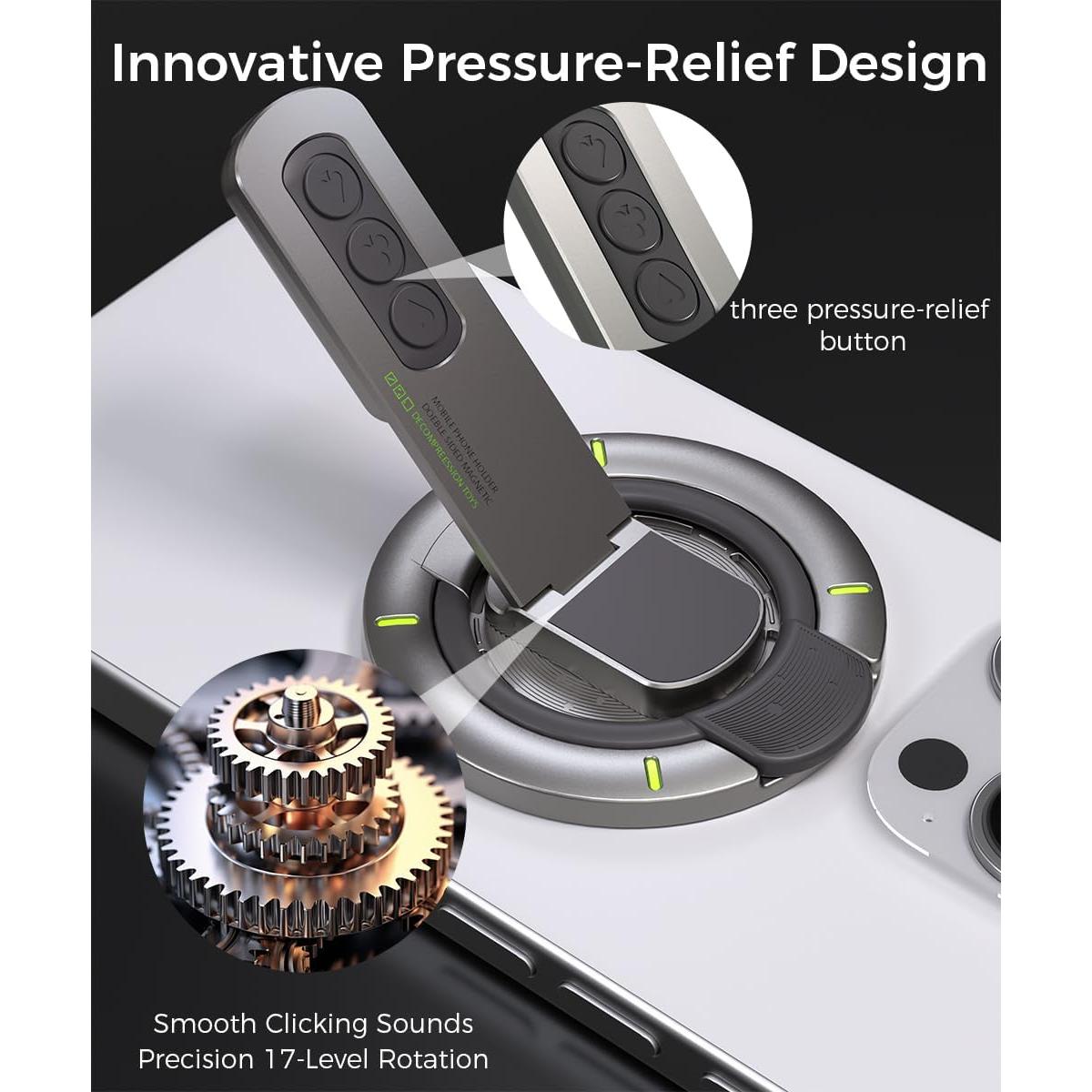 Soporte para teléfono Warherd con agarre MagSafe 360° Negro