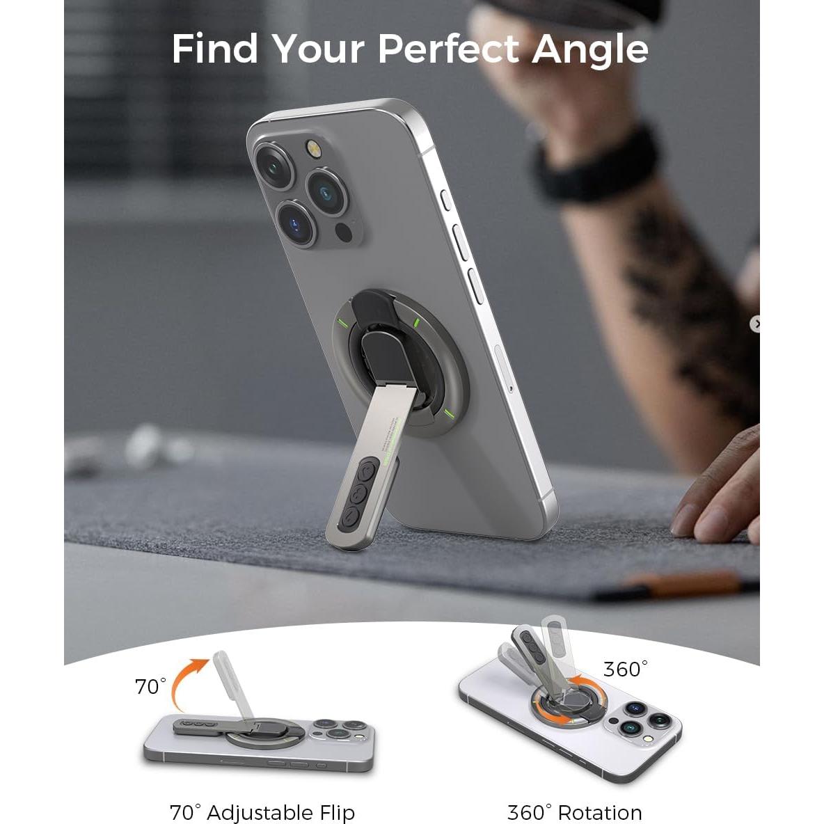 Soporte para teléfono Warherd con agarre MagSafe 360° Negro