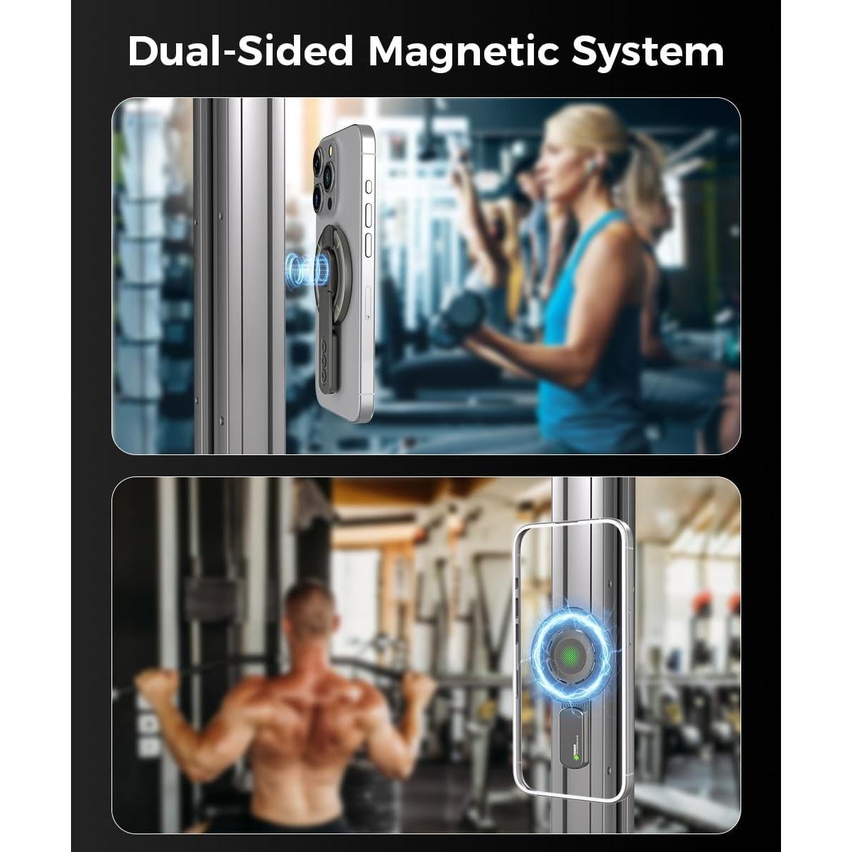 Soporte para teléfono Warherd con agarre MagSafe 360° Negro