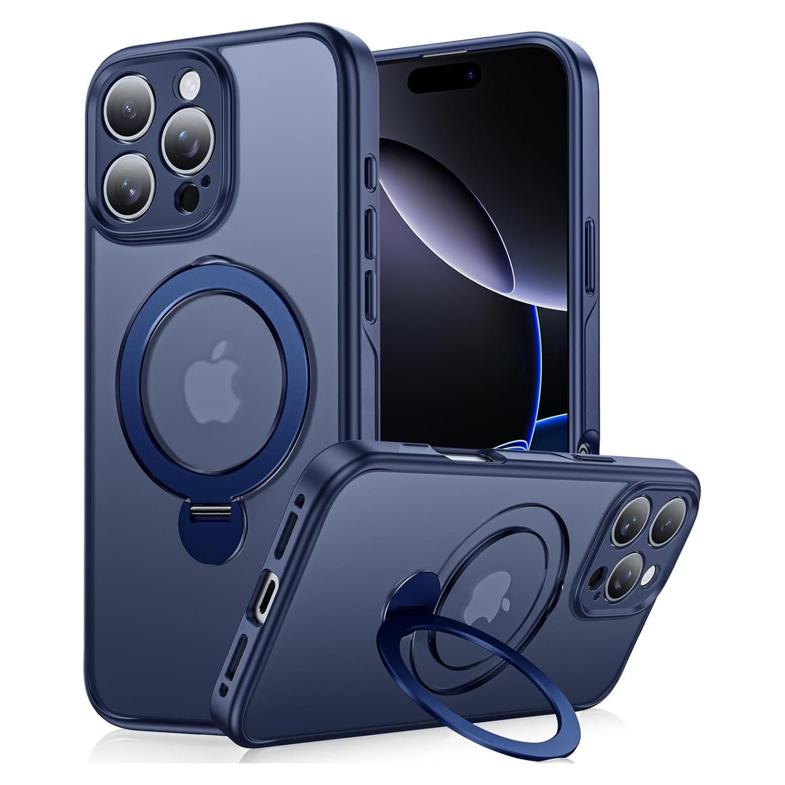 Funda Magnética 360° para iPhone 16 Pro Max - Azul Marino