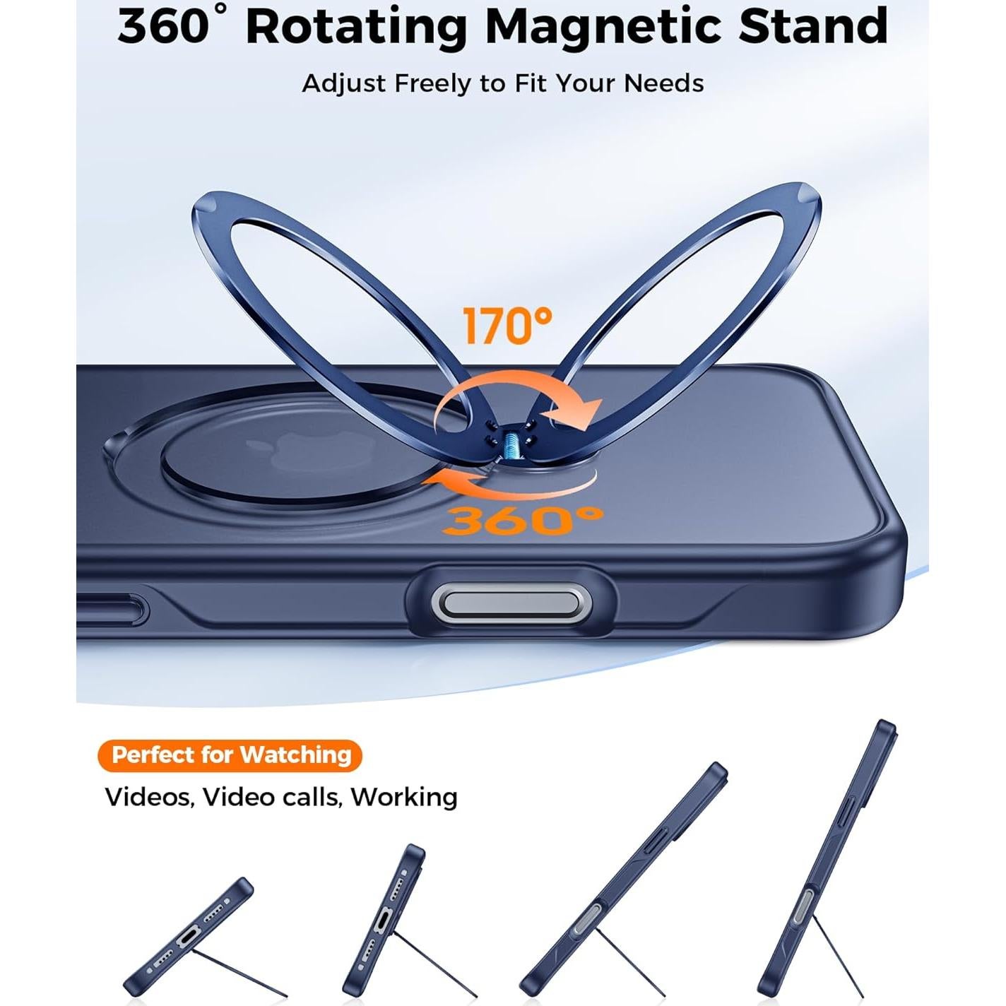 Funda Magnética 360° para iPhone 16 Pro Max - Azul Marino