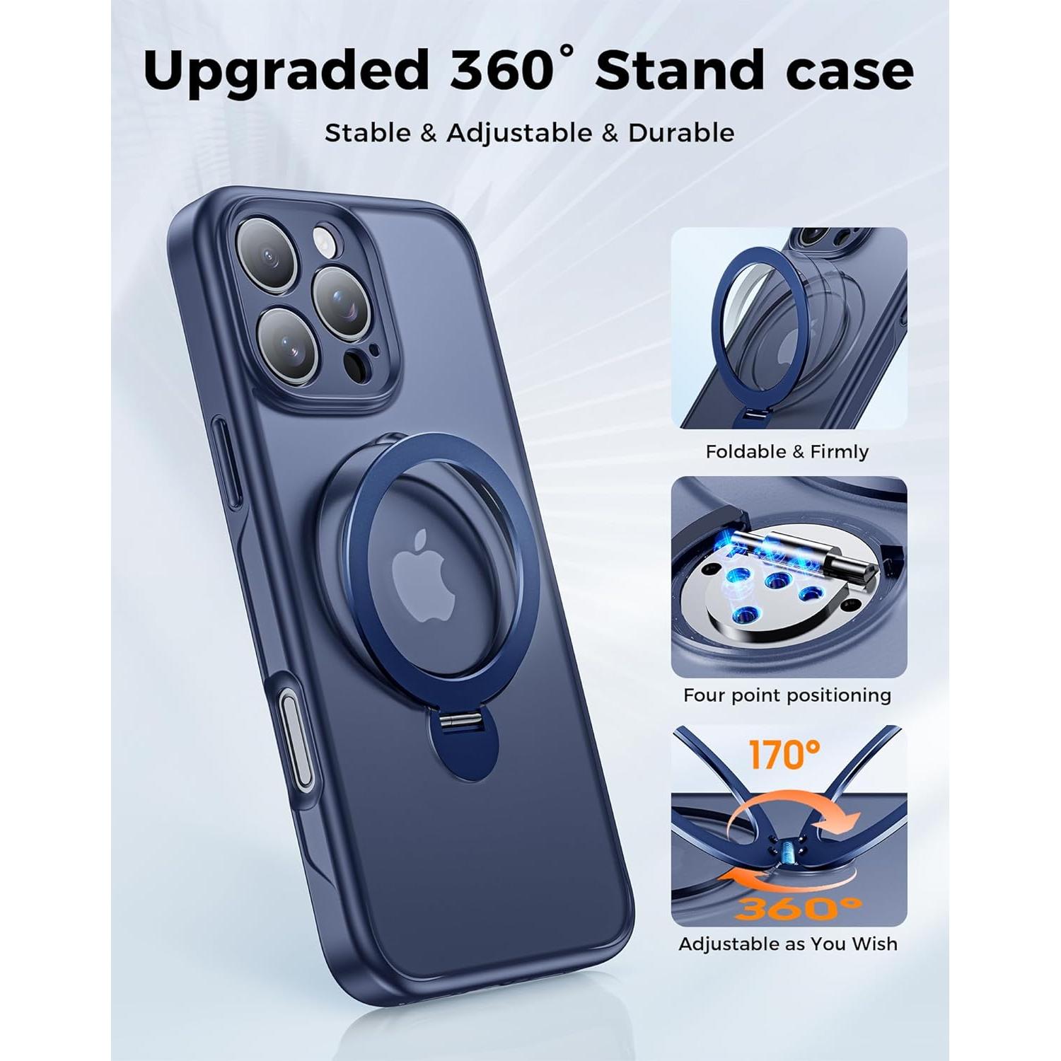 Funda Magnética 360° para iPhone 16 Pro Max - Azul Marino