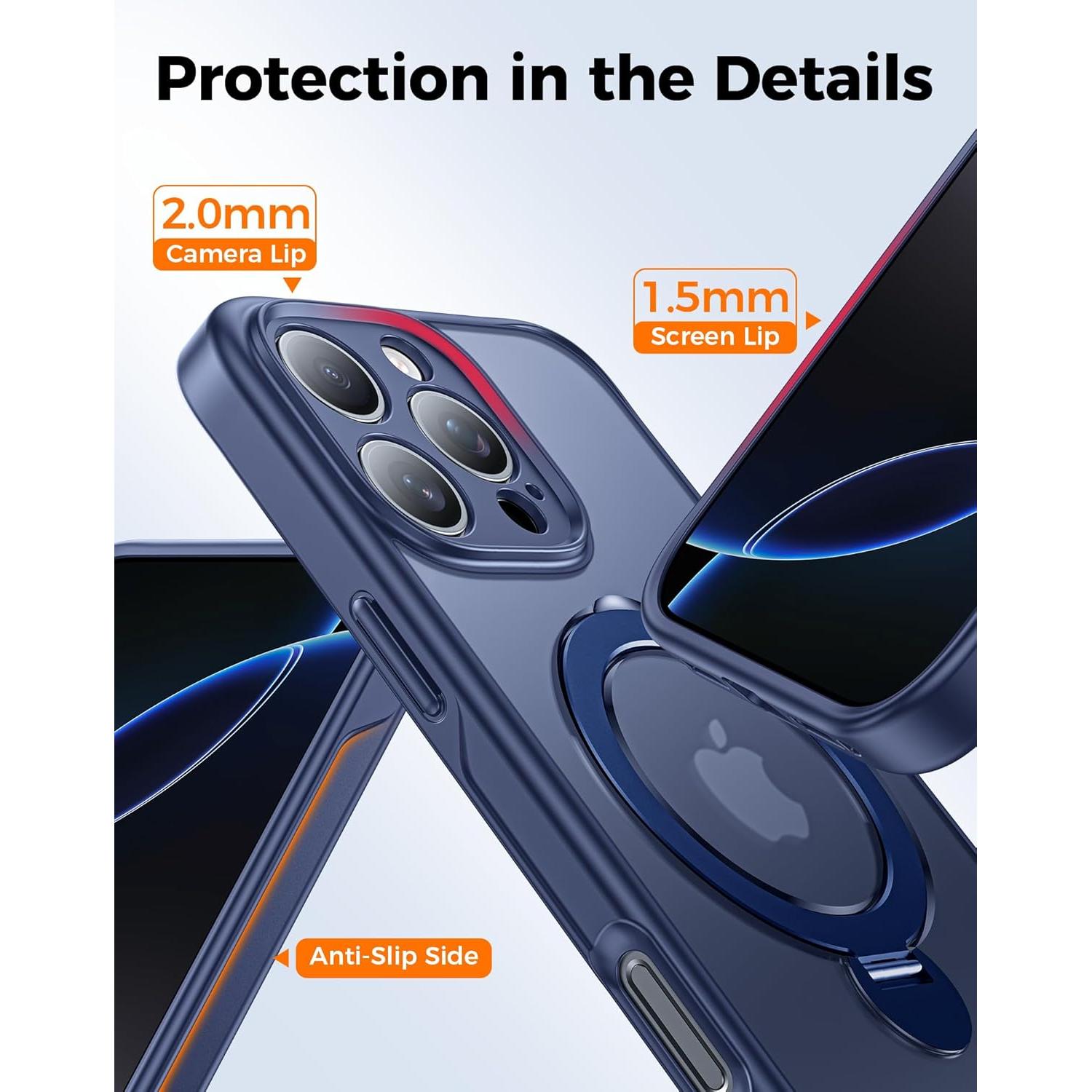 Funda Magnética 360° para iPhone 16 Pro Max - Azul Marino