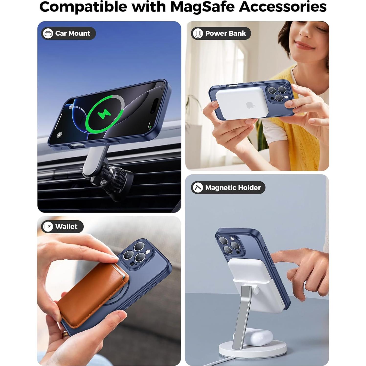 Funda Magnética 360° para iPhone 16 Pro Max - Azul Marino