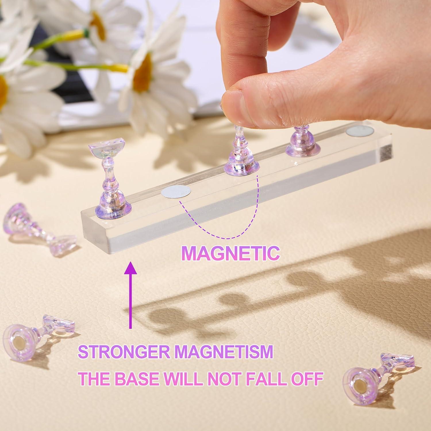 Soporte de Uñas Postizas Haozher con Base Magnética y Flor