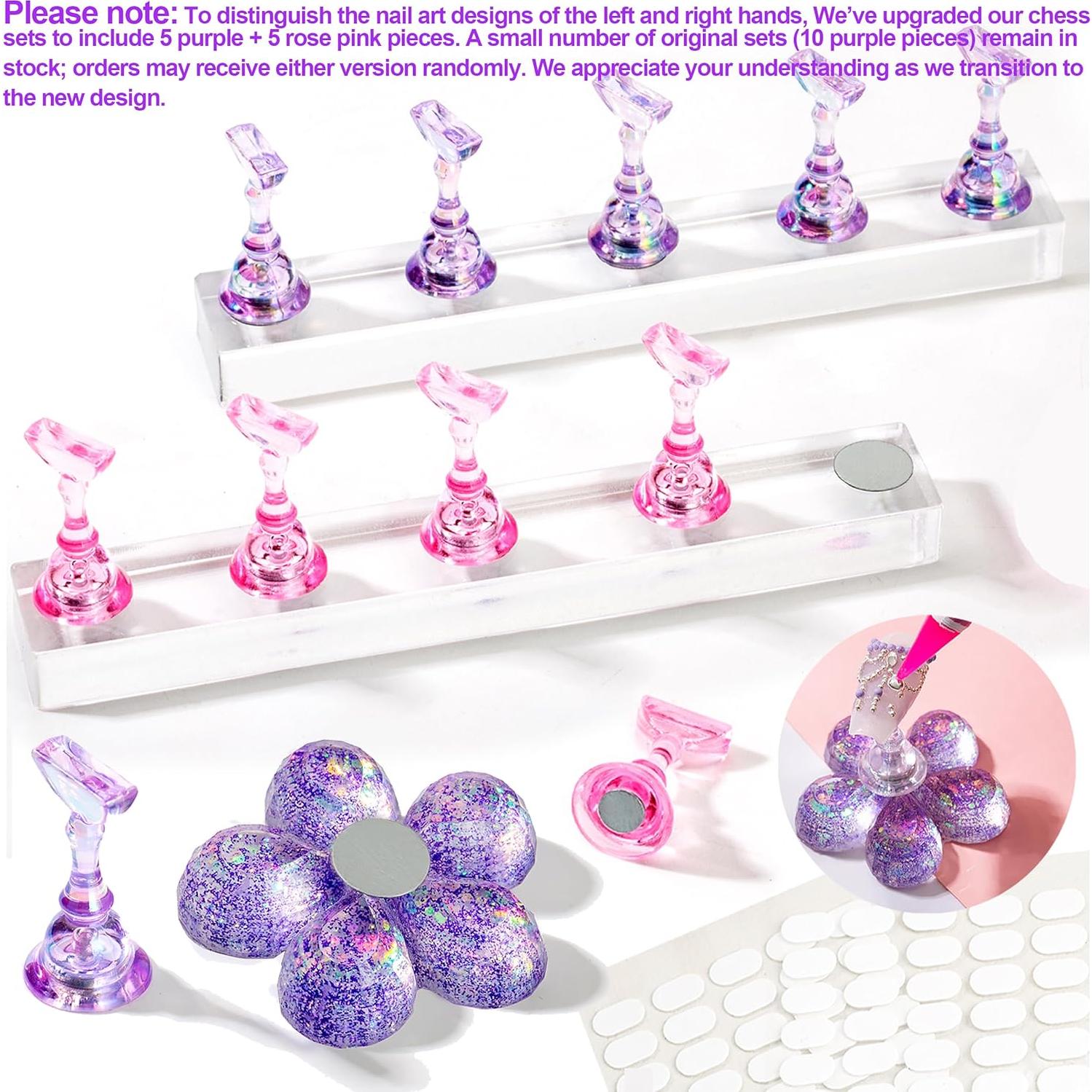 Soporte de Uñas Postizas Haozher con Base Magnética y Flor