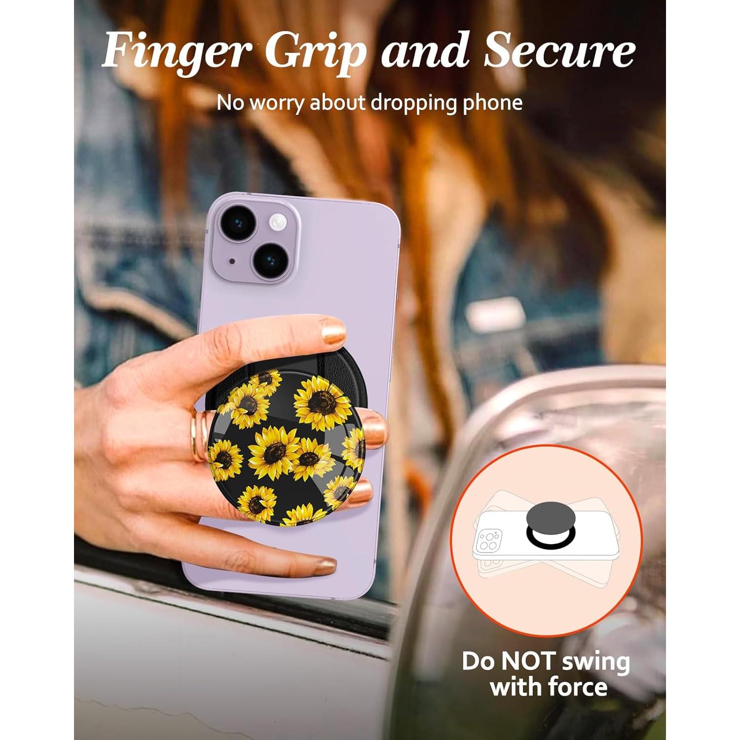 Soporte Magnético para Teléfono Kidcube Girasol Negro - Compatible con MagSafe