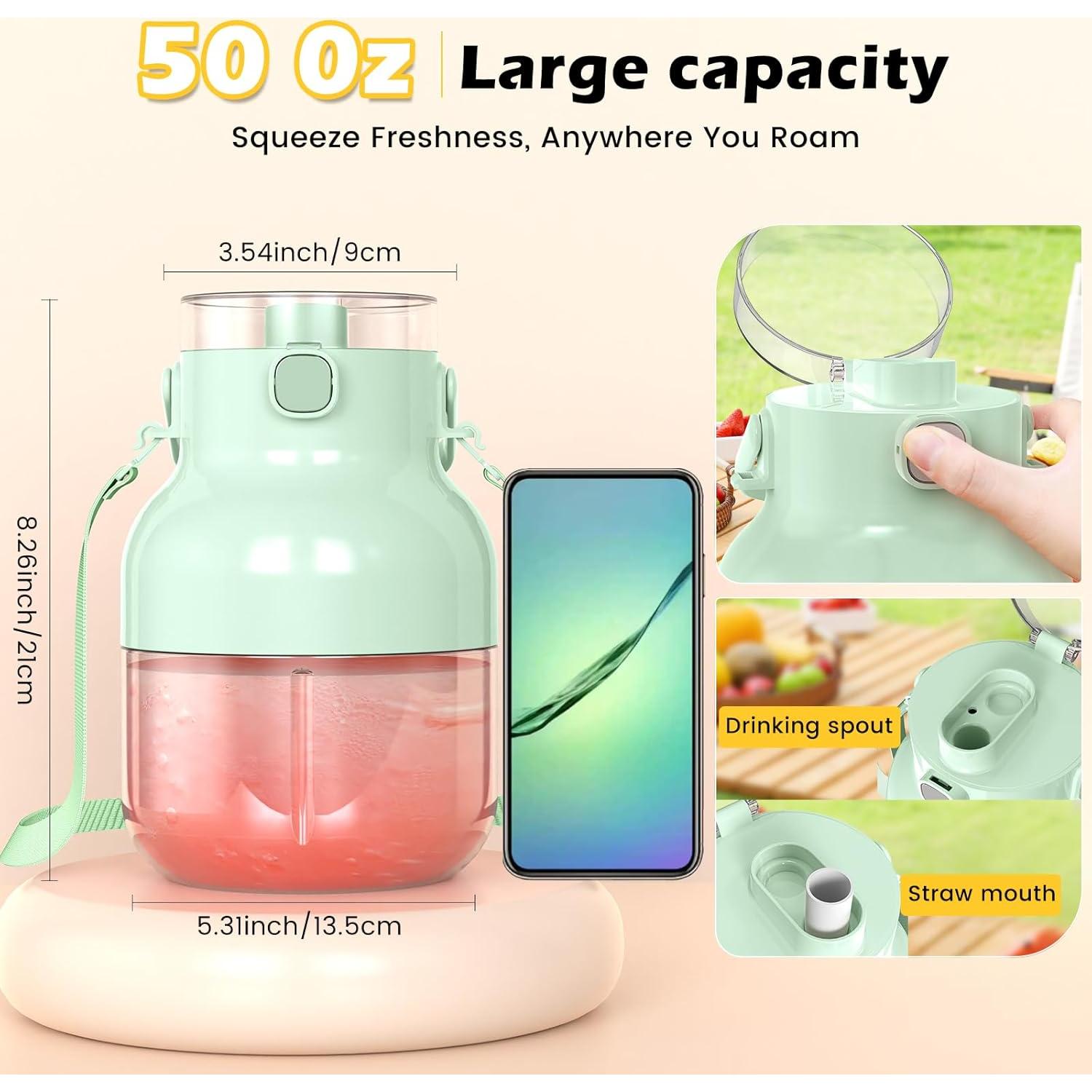 Licuadora portátil TELANPU 1.4L recargable USB-C libre de BPA