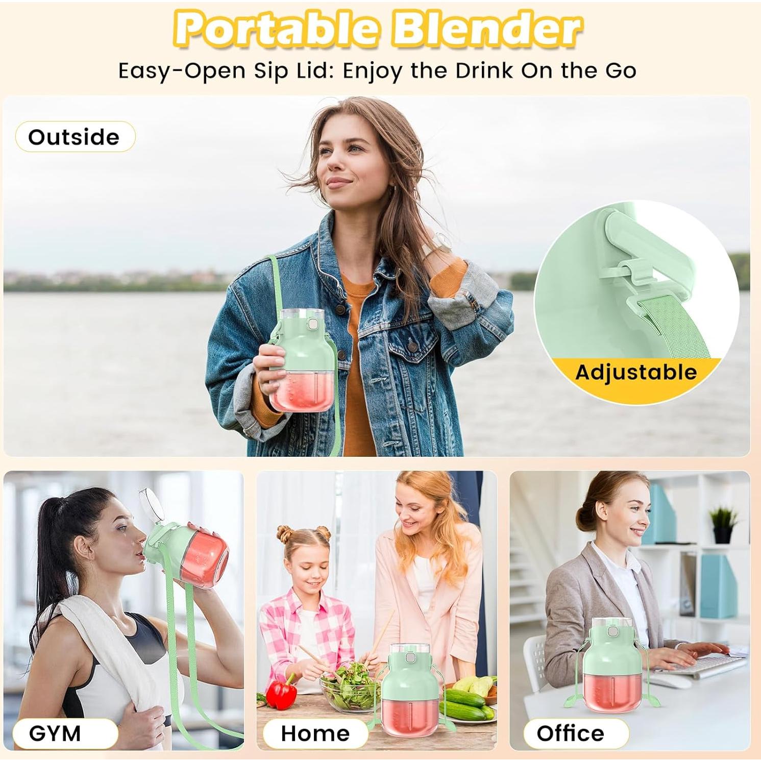 Licuadora portátil TELANPU 1.4L recargable USB-C libre de BPA