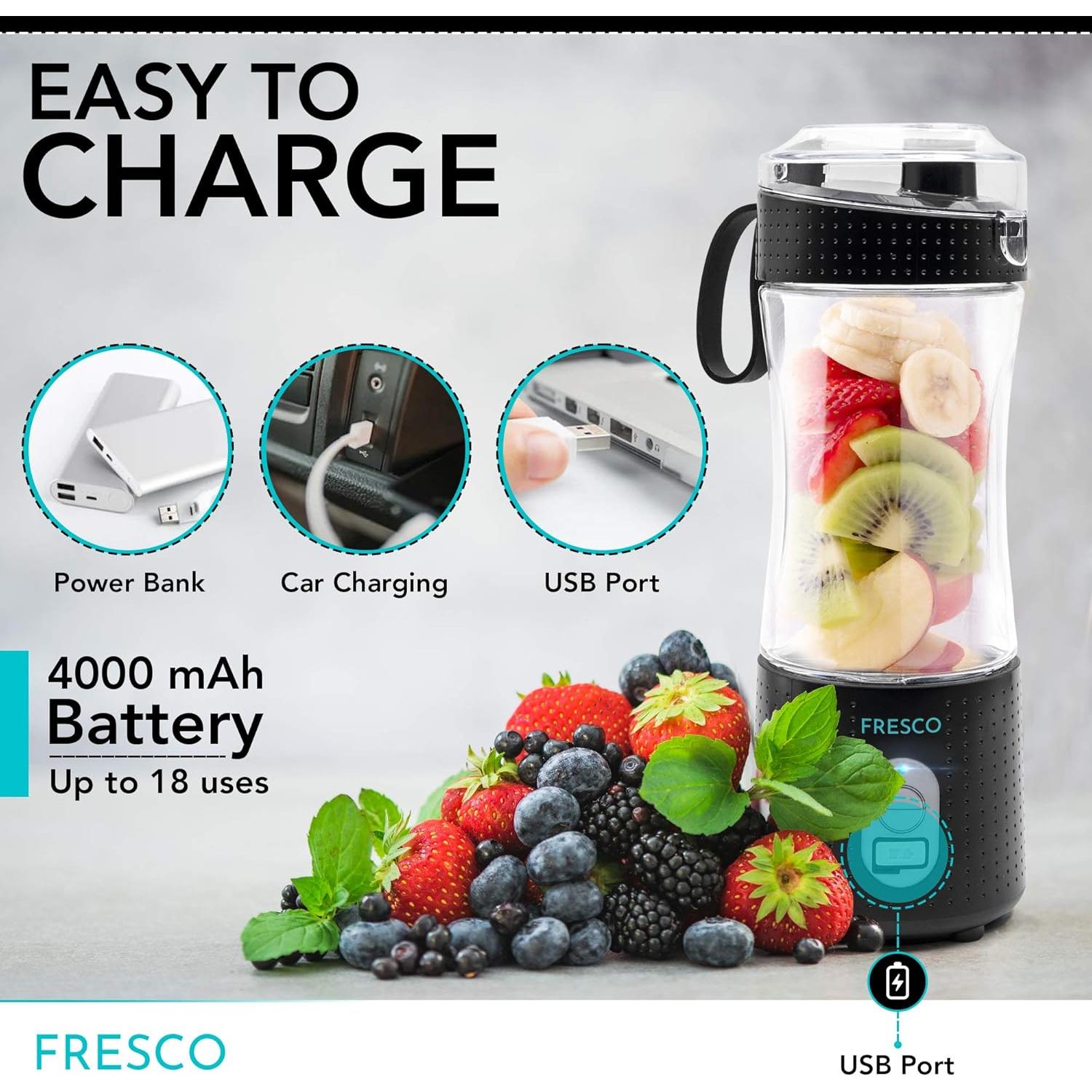 Mini licuadora portátil PWR SPORTS FRESCO 380ml USB 6 cuchillas