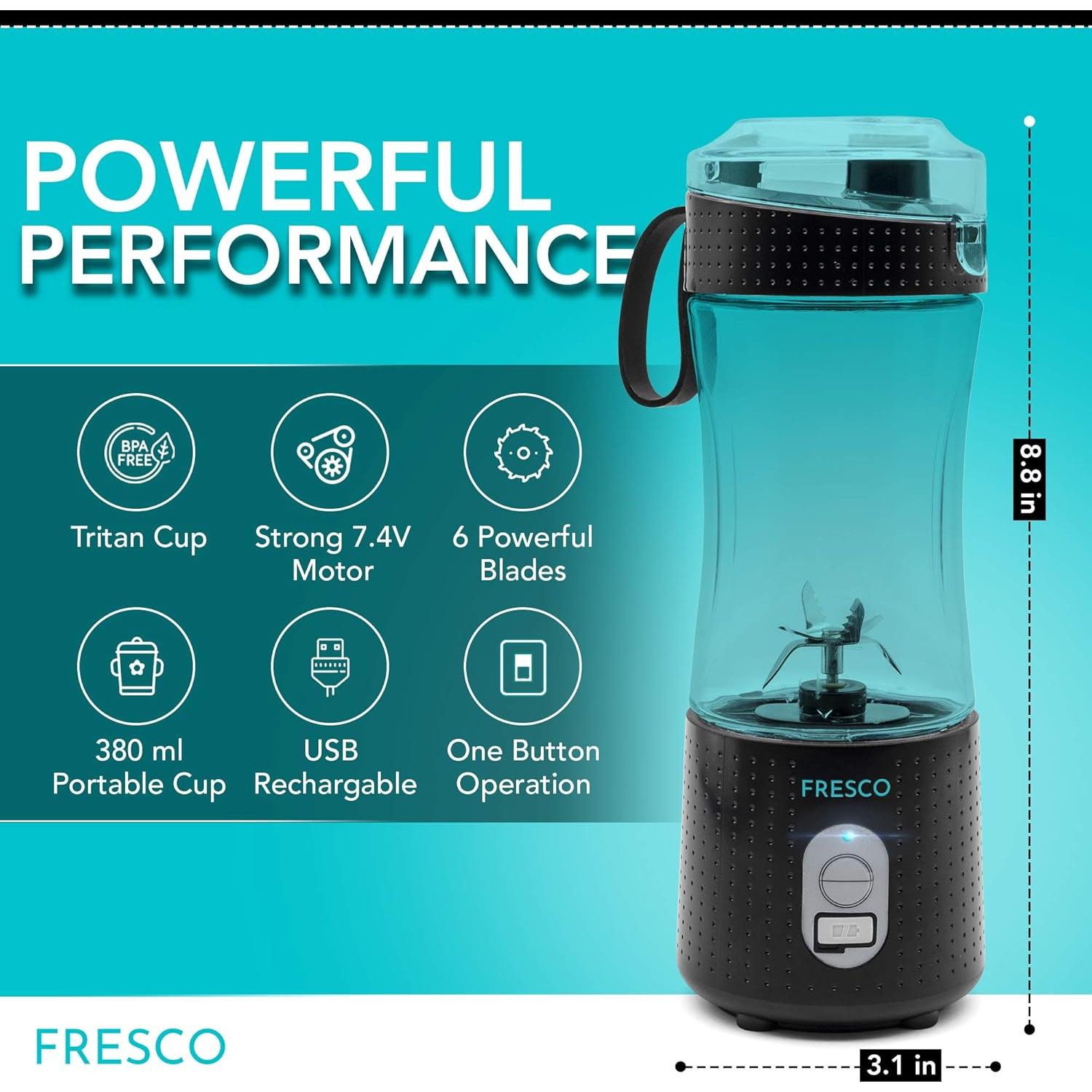 Mini licuadora portátil PWR SPORTS FRESCO 380ml USB 6 cuchillas