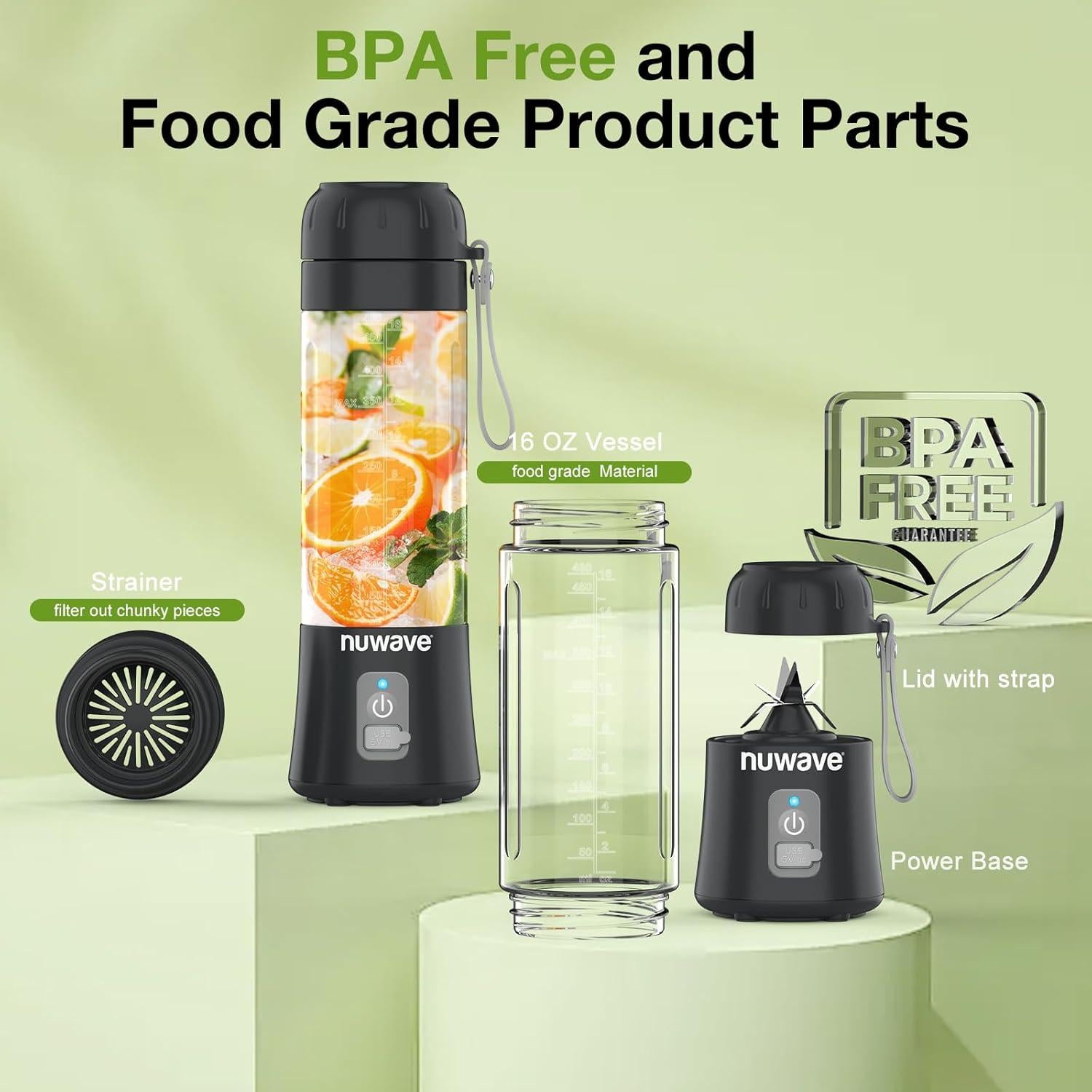 Mezclador Portátil Nuwave 16 oz Recargable Libre BPA 300W