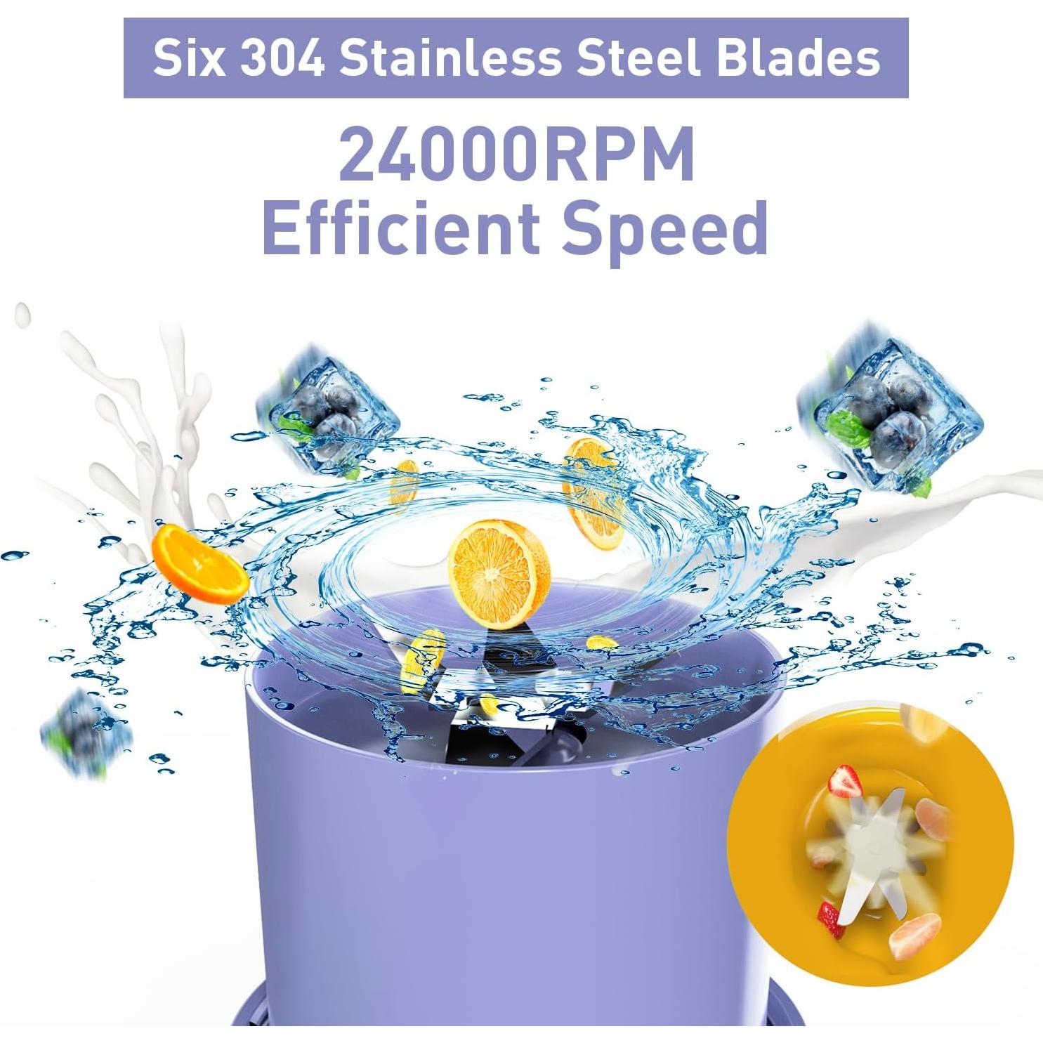 Licuadora Portátil MIO SJ-1001 300 mL Recargable USB-C Púrpura