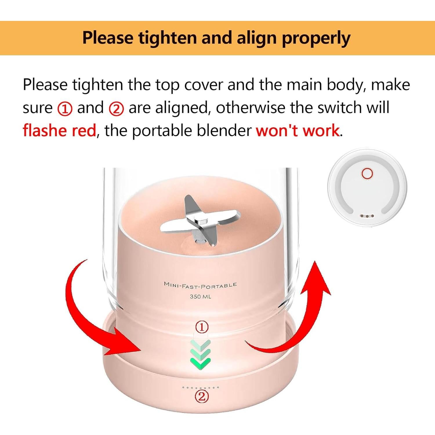 Mezclador Portátil BEBESIRI 350ml Rosa Recargable USB