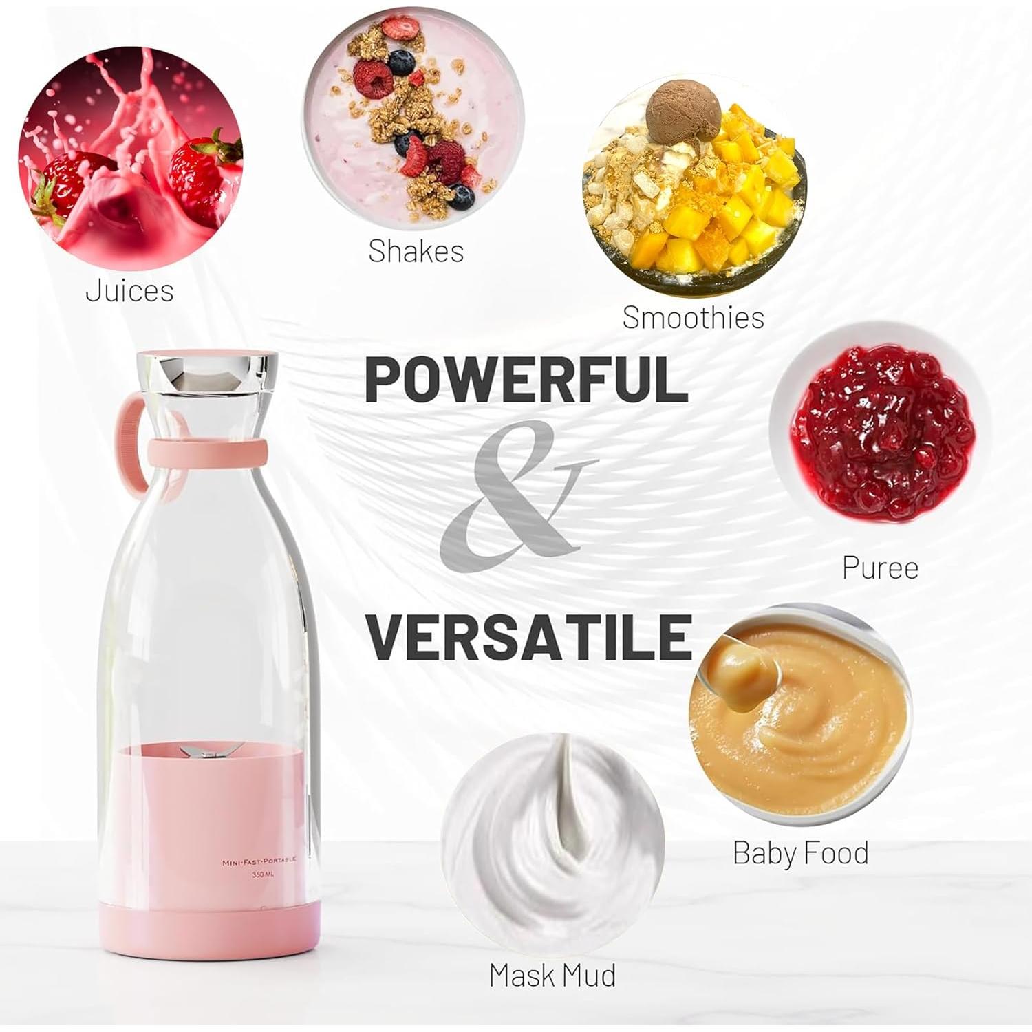 Mezclador Portátil BEBESIRI 350ml Rosa Recargable USB