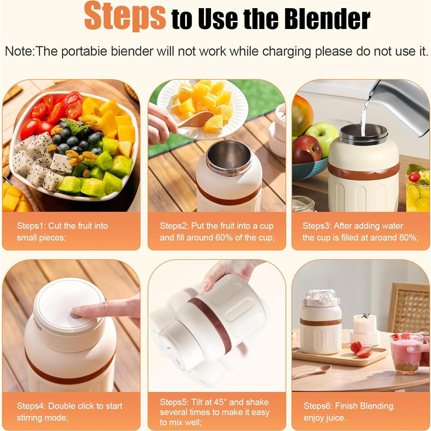 Licuadora Portátil Kawu 800ml Acero Inoxidable 316 10 Cuchillas