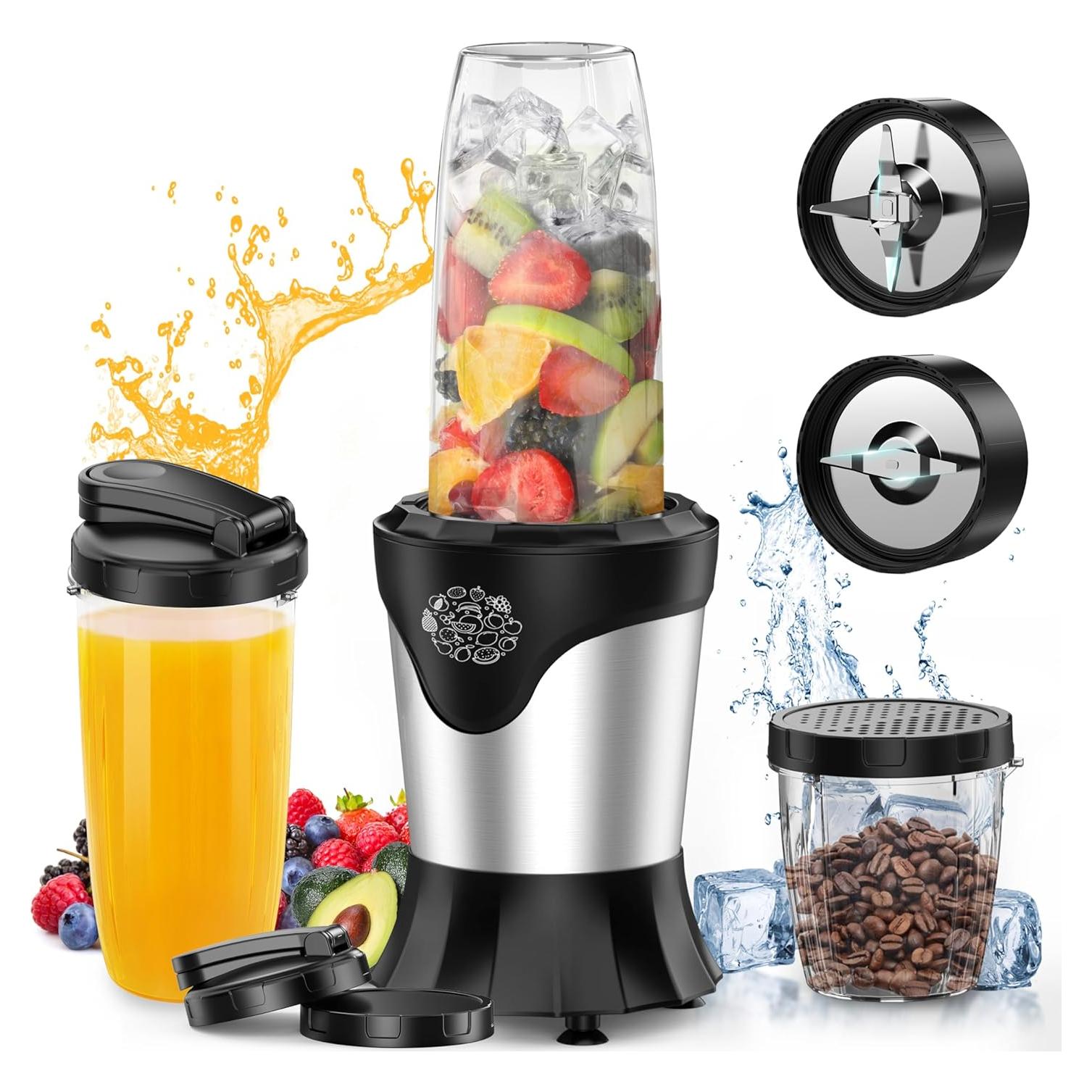 Mezclador Personal Suavo 1100W con 2 Tazas de 650ml y Molinillo