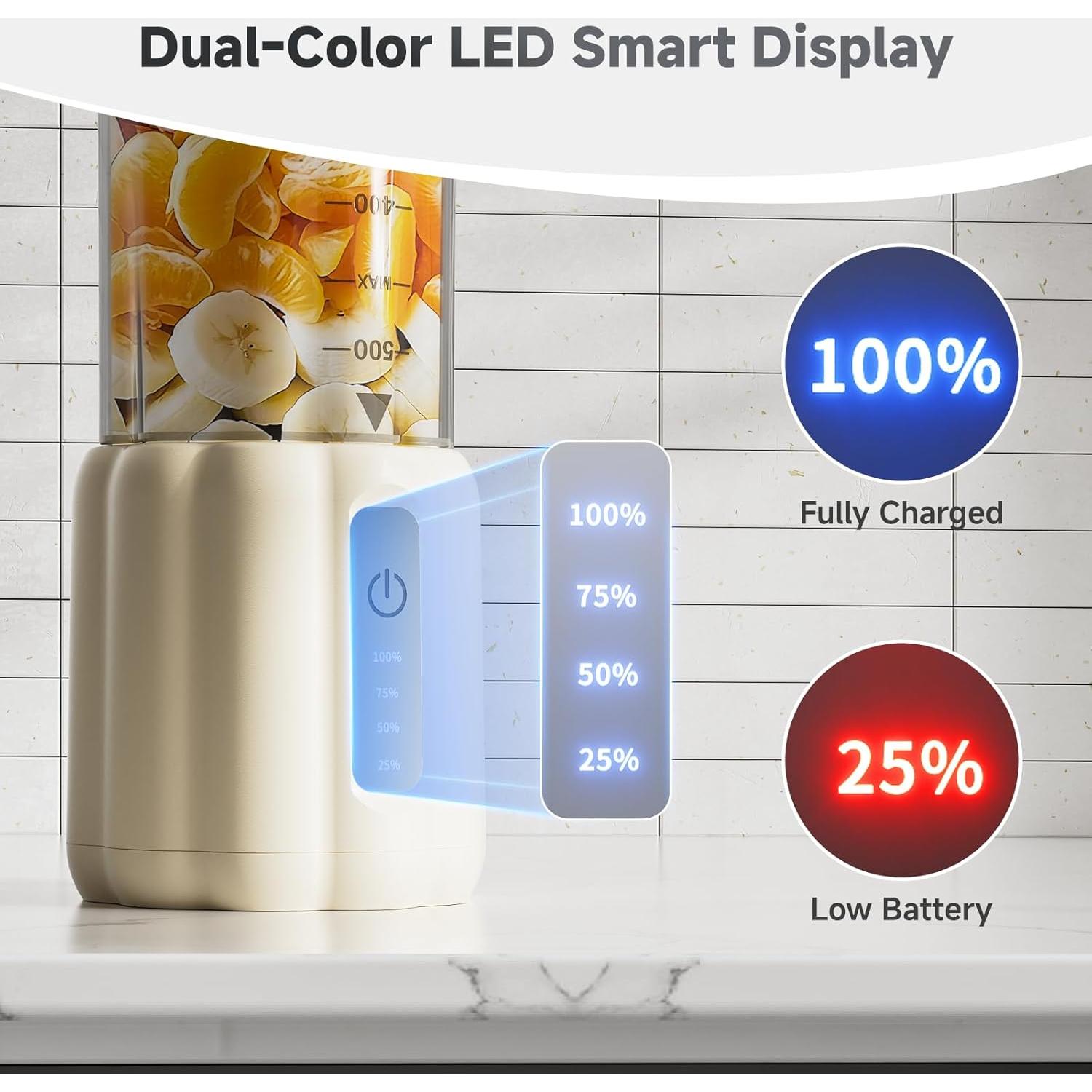 Licuadora Portátil COKUNST 500ml 6 Cuchillas USB-C para Batidos