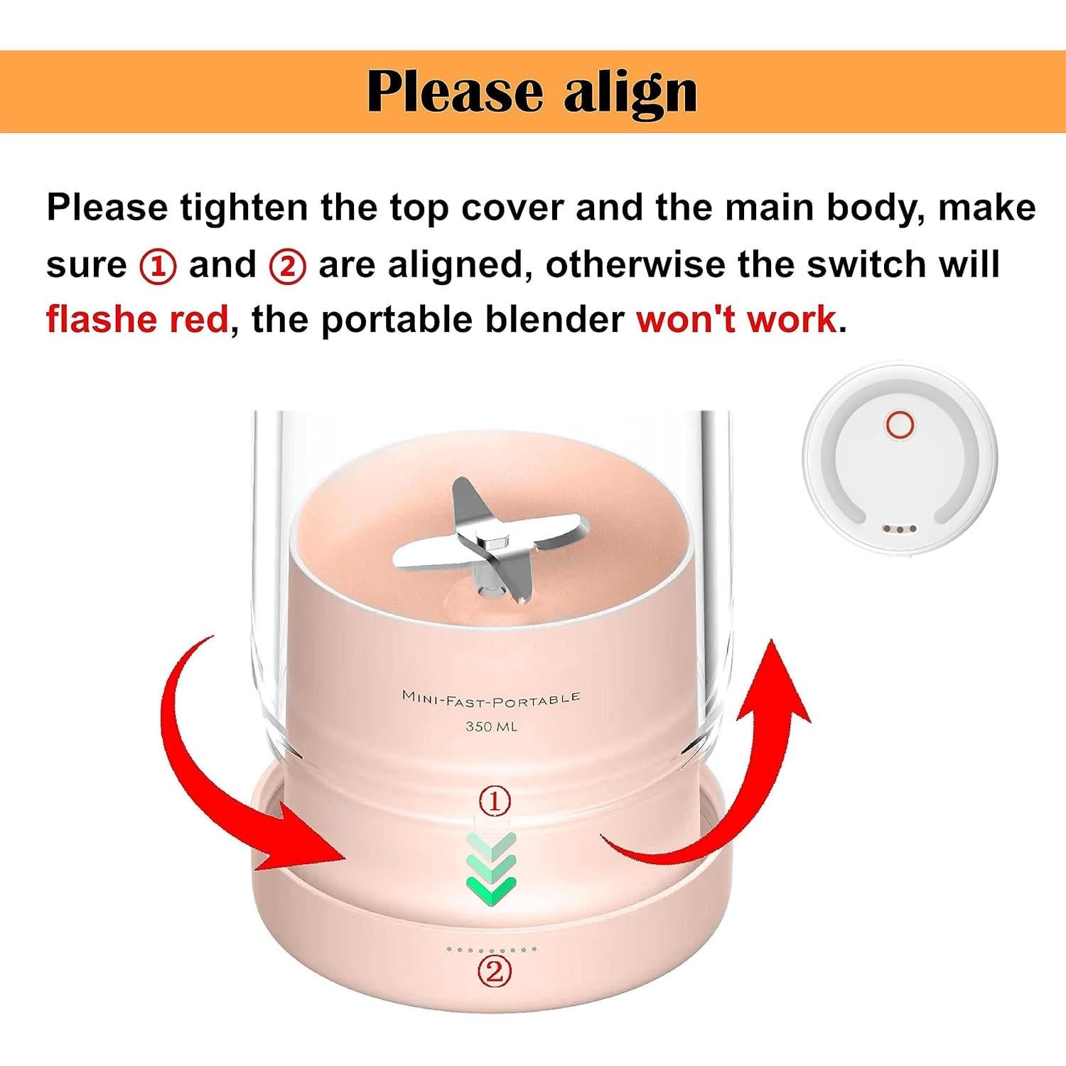 Licuadora Portátil TAPHET 350ml Inalámbrica Rosa para Jugos