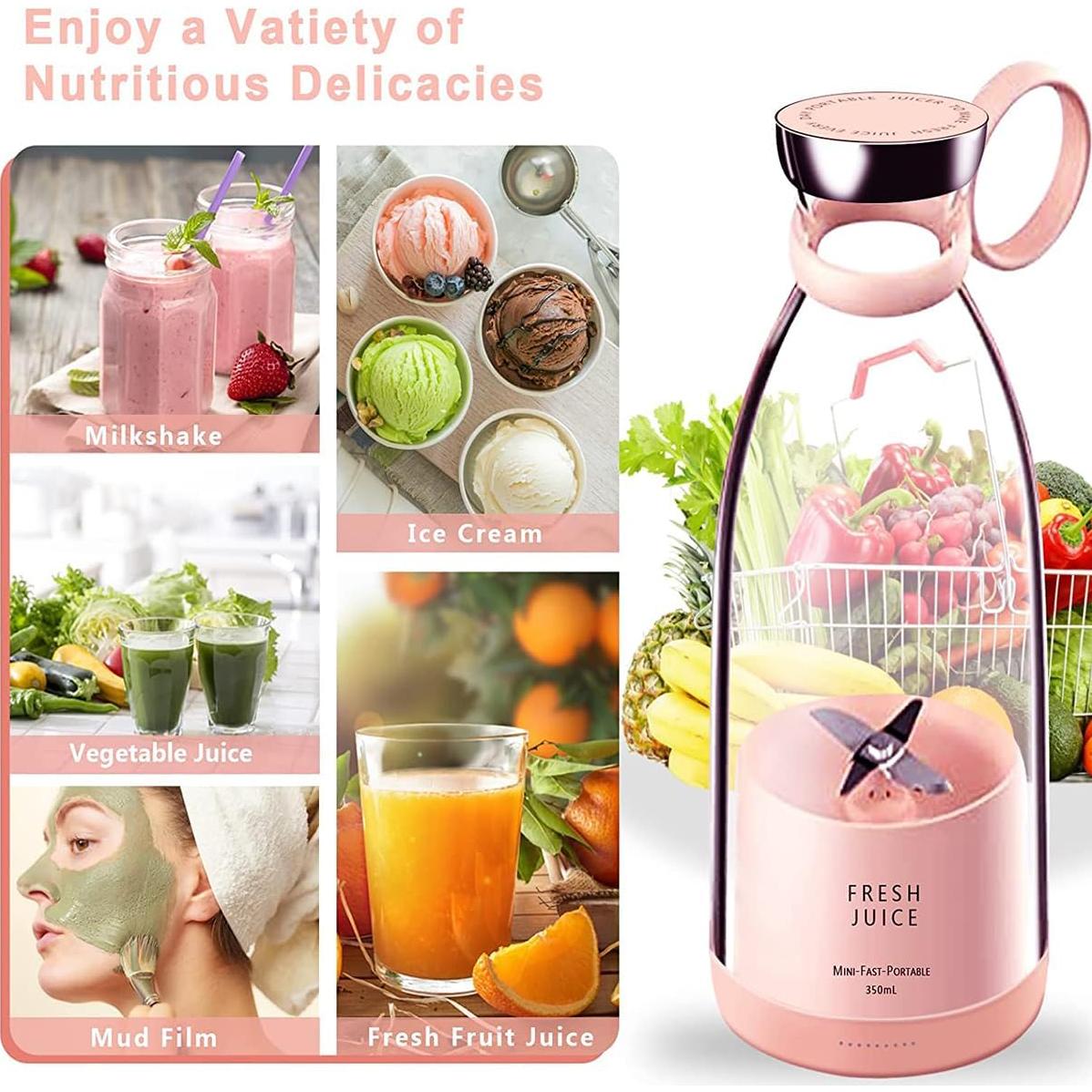 Licuadora Portátil TAPHET 350ml Inalámbrica Rosa para Jugos