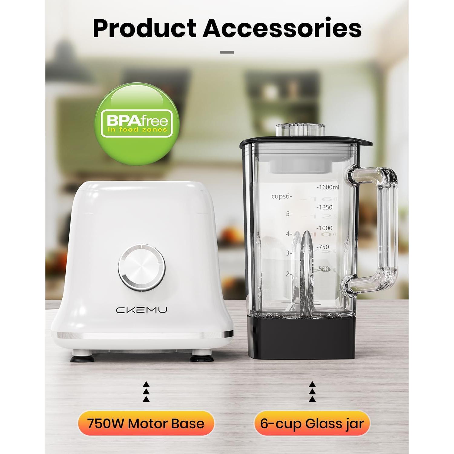 Mezclador Profesional CKemu B02 1.4L Vidrio 750W Blanco