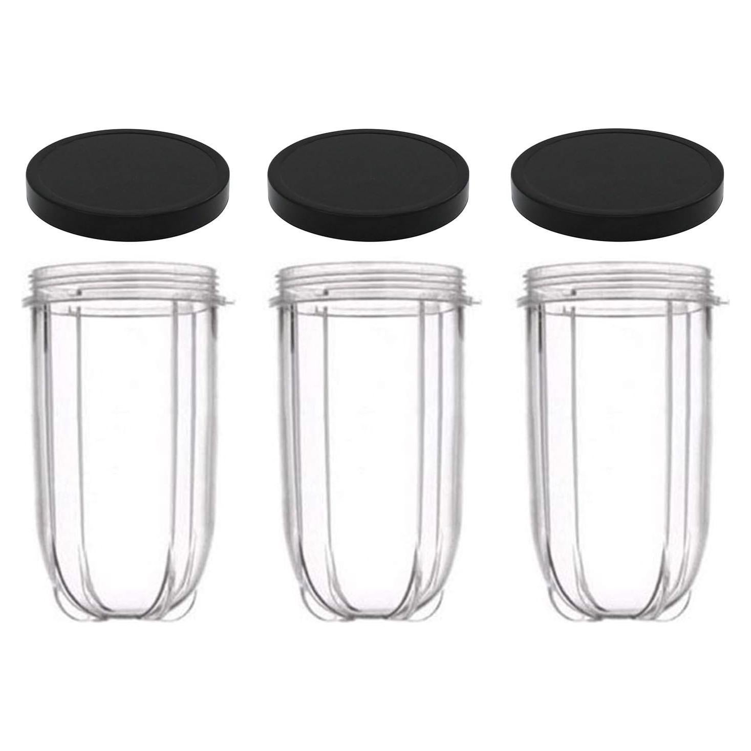 Juego de 3 tazas de repuesto 16oz Magic Bullet con tapas