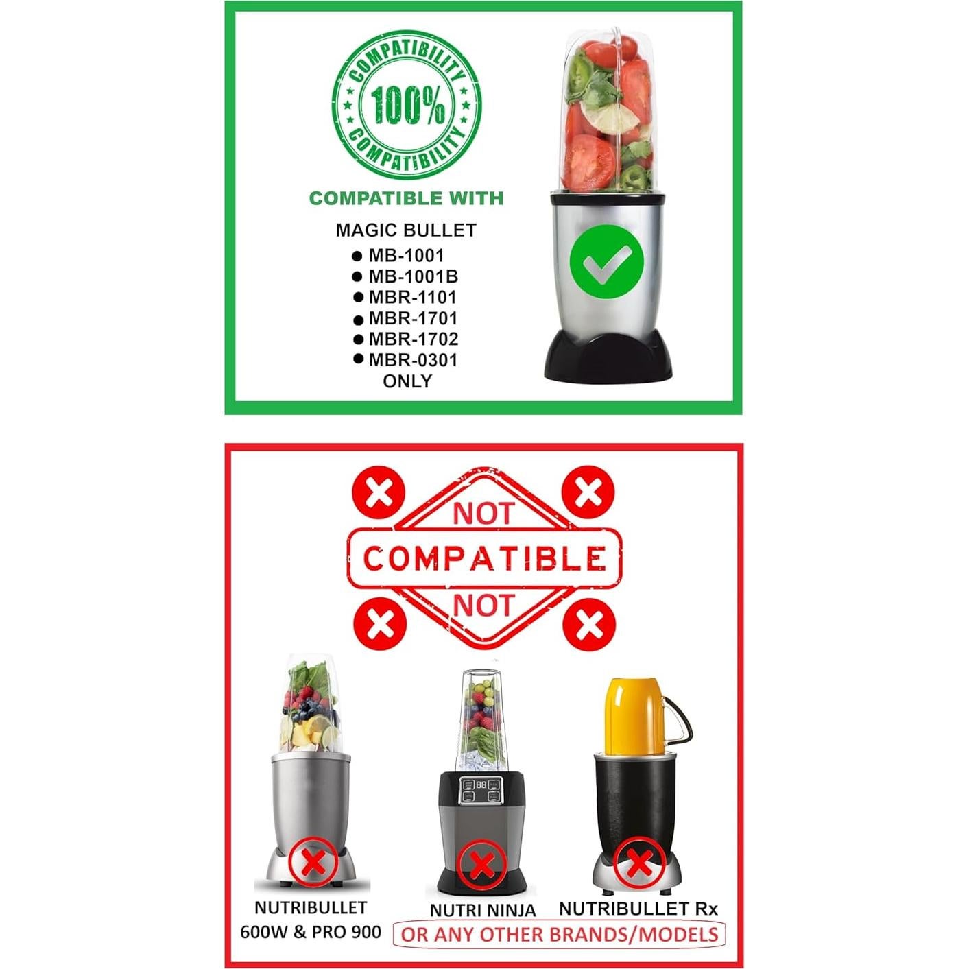 Tazas de Reemplazo Blendin para Licuadora Magic Bullet 8oz (2 Pzs)