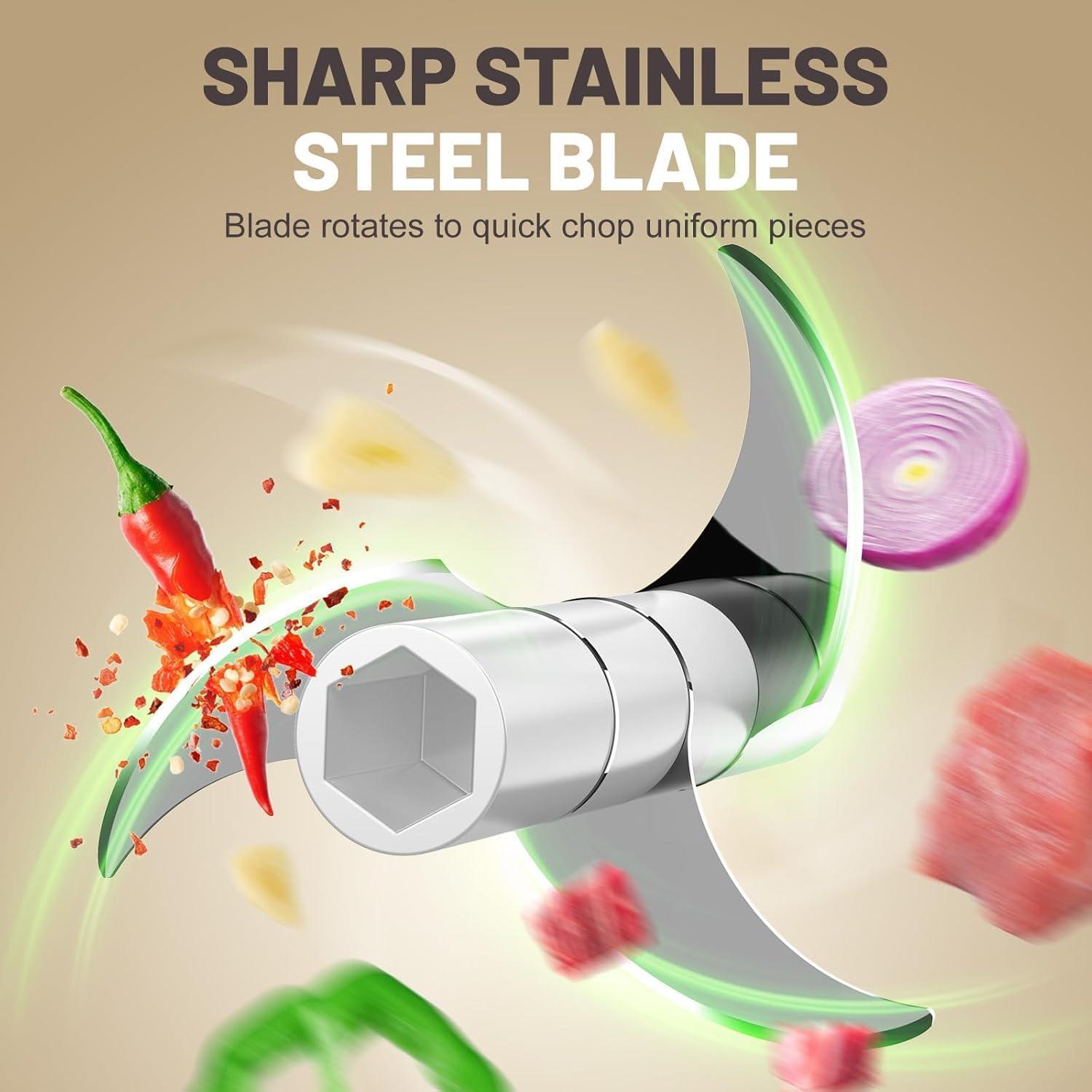 Mini Picadora Eléctrica ROVIGO 100+250ml USB Verde - Procesador de Alimentos