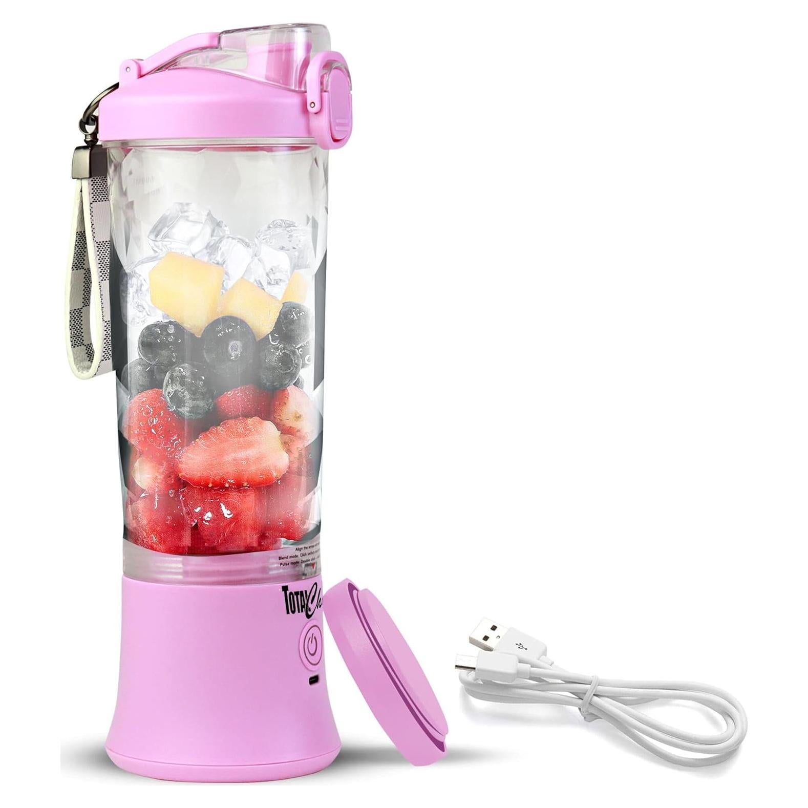 Licuadora Portátil Total Chef 600 mL Recargable USB Rosa