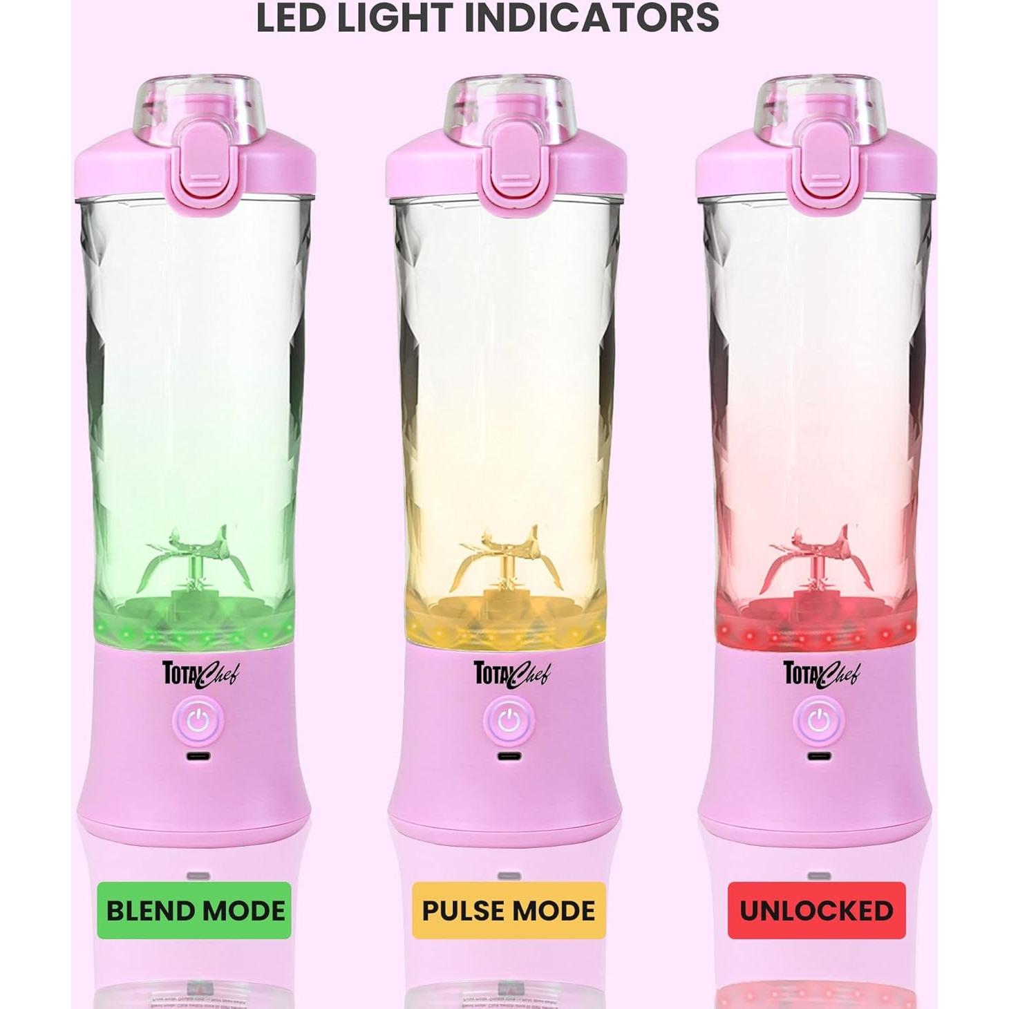 Licuadora Portátil Total Chef 600 mL Recargable USB Rosa