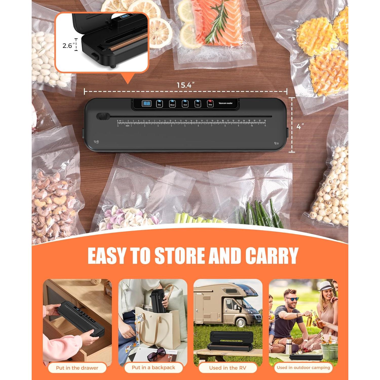 Máquina de Sellado al Vacío MZROT 6-en-1 Compacta 75kpa