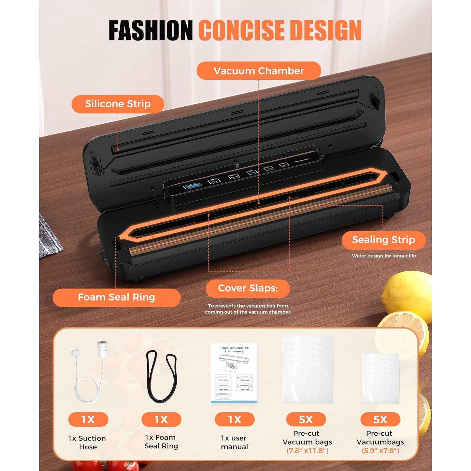 Máquina de Sellado al Vacío MZROT 6-en-1 Compacta 75kpa