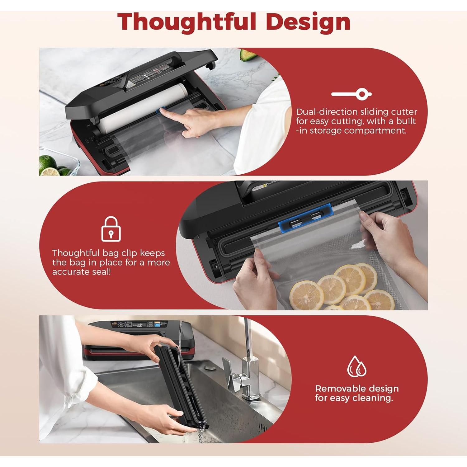 Sellador al vacío automático ROUUO 230W con 10 modos y 12mm